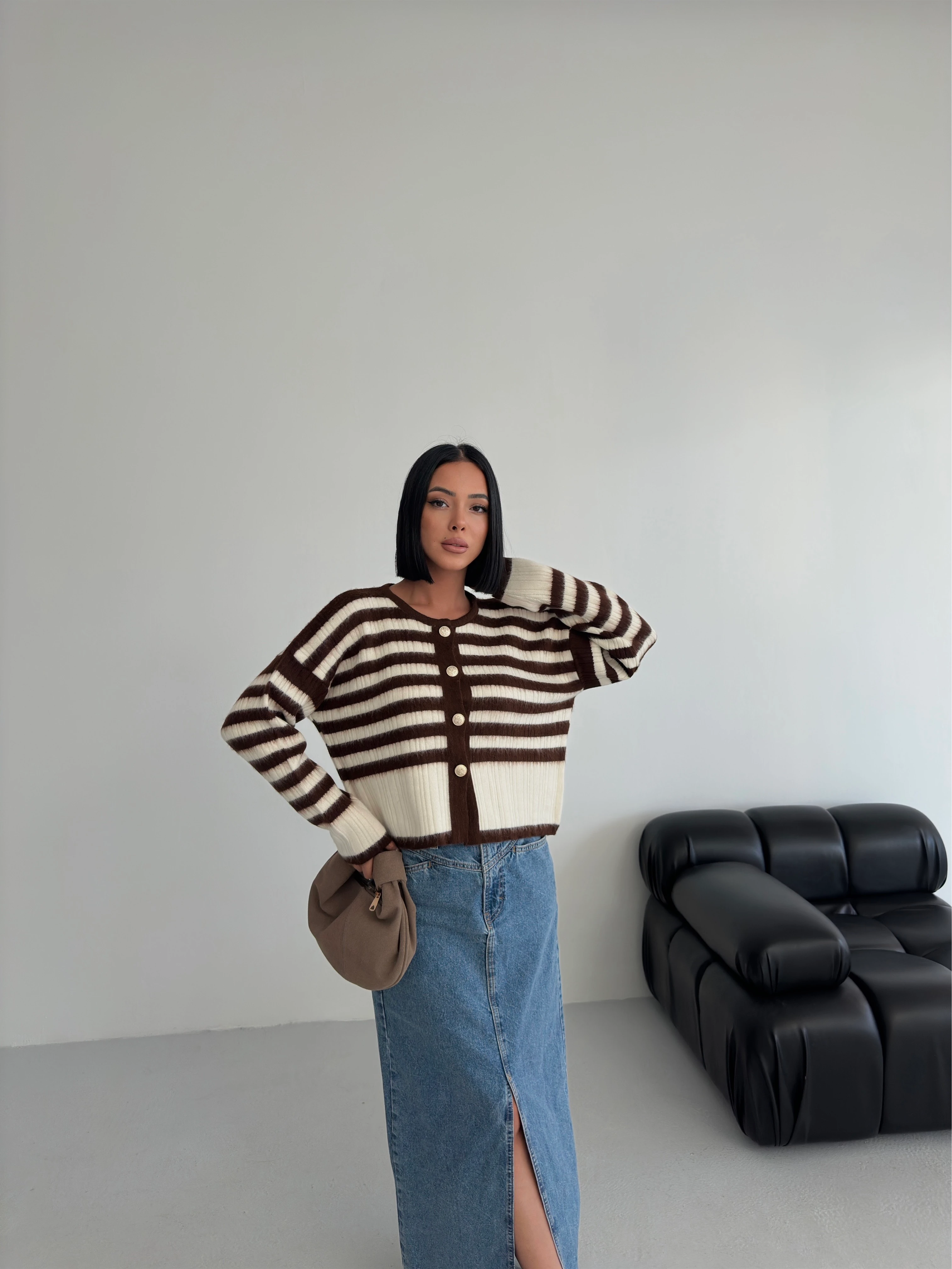 ÇİZGİLİ ŞARDONLU HIRKA