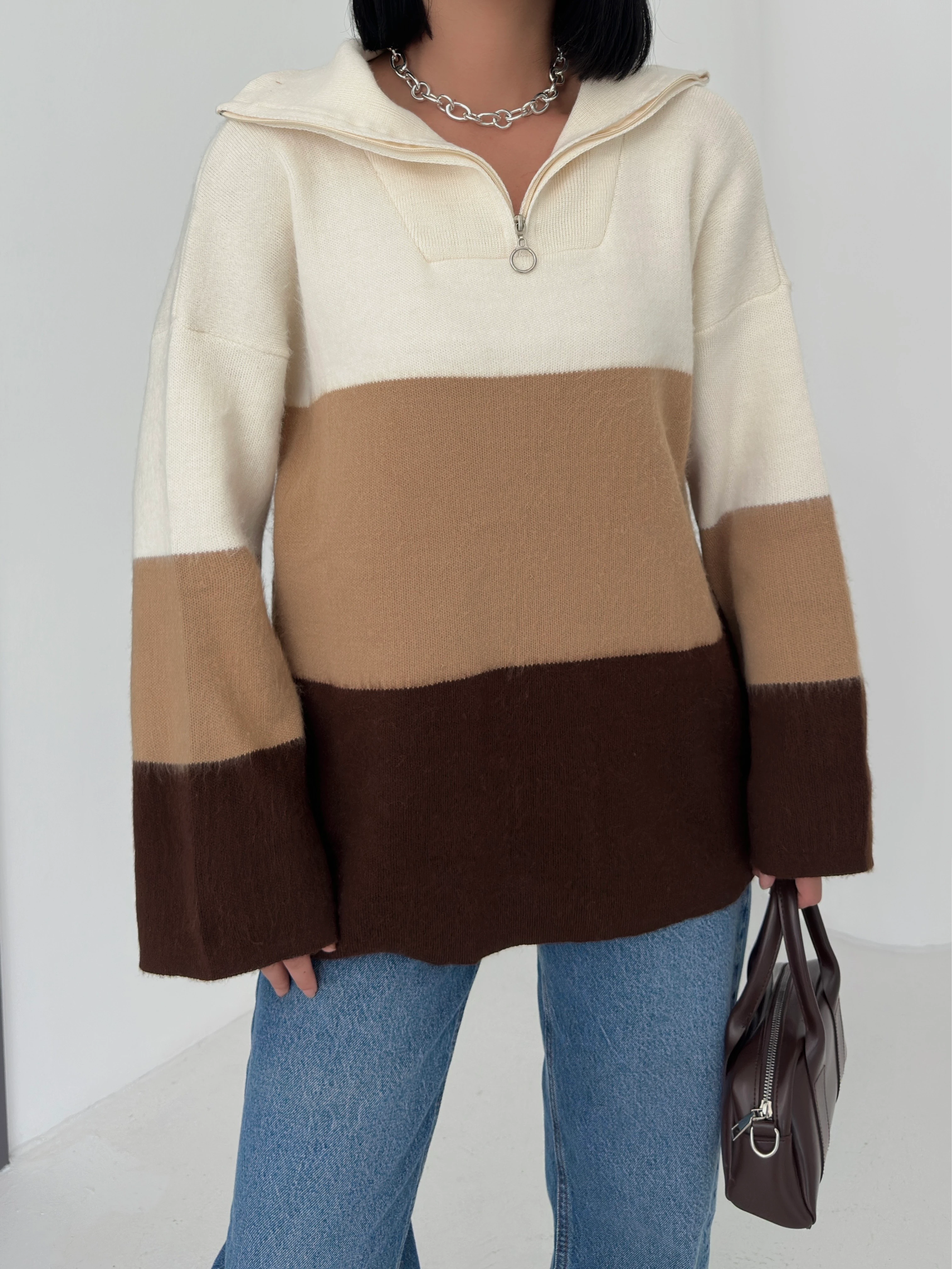 ÇOK RENK FERMUARLI KAZAK