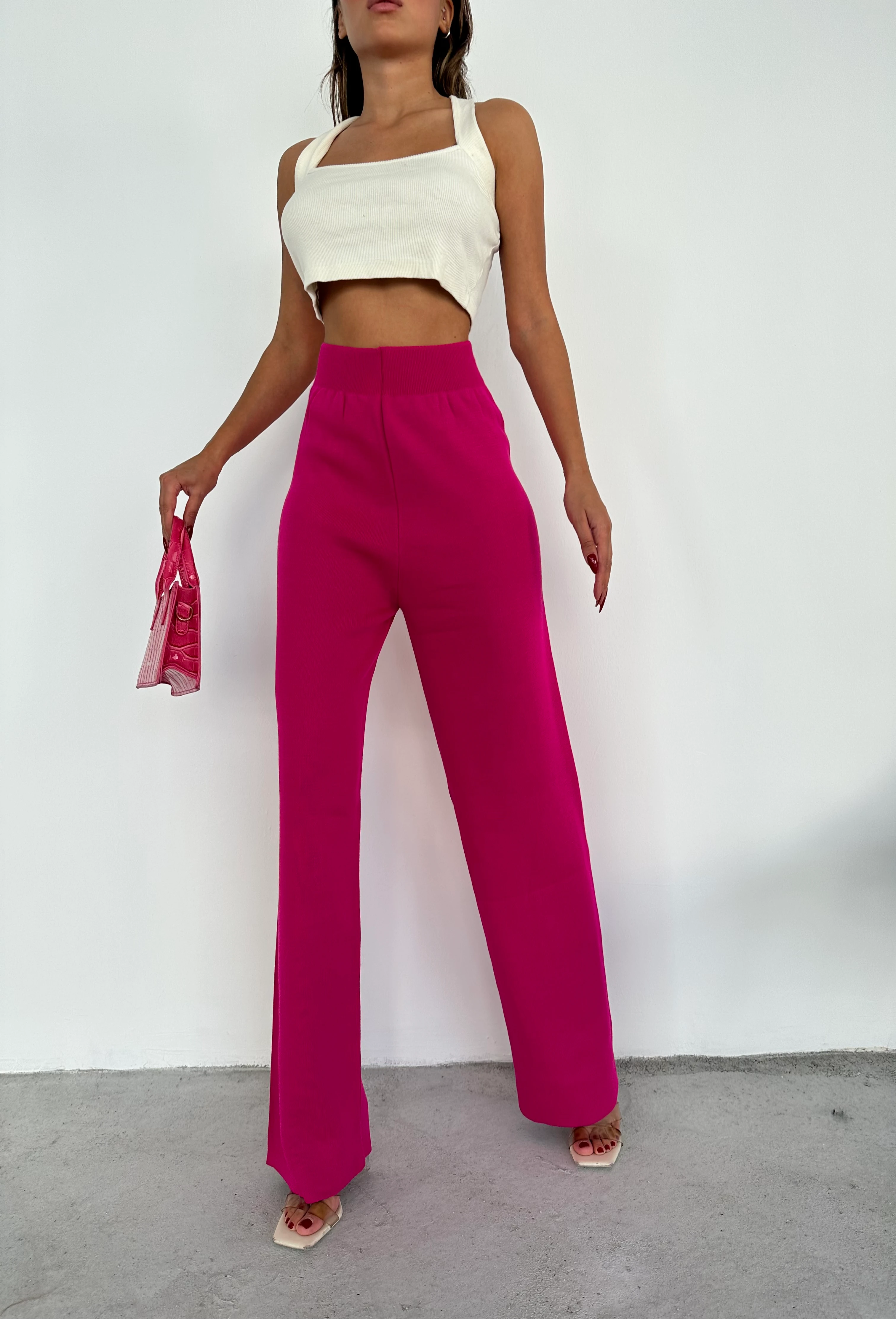 THREADLESS PLAIN BASIC PANTS - Fuchsia