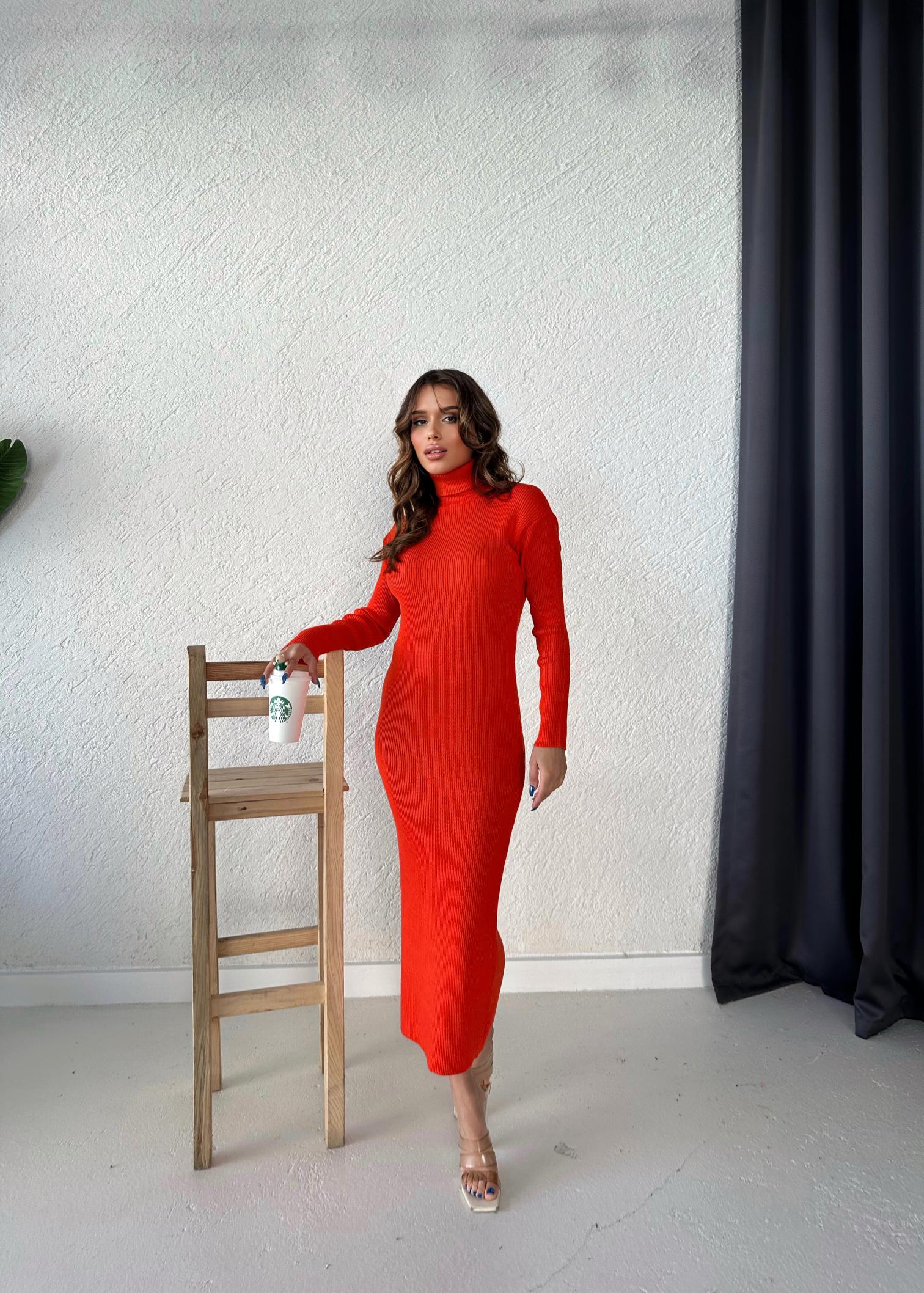 BALIKÇI YAKA ELBİSE - Oranj