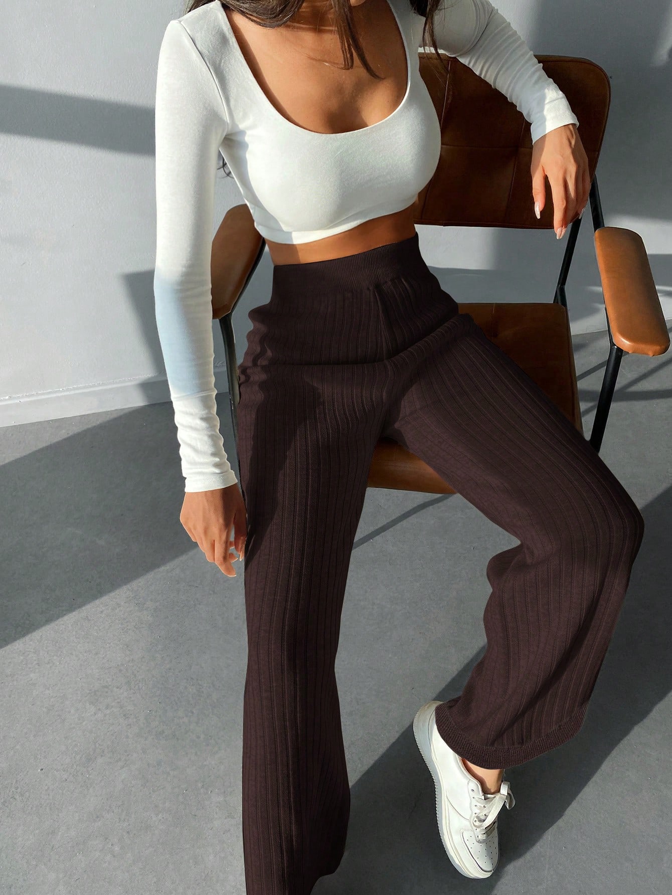 FİTİLLİ TRİKO PANTOLON - Kahve