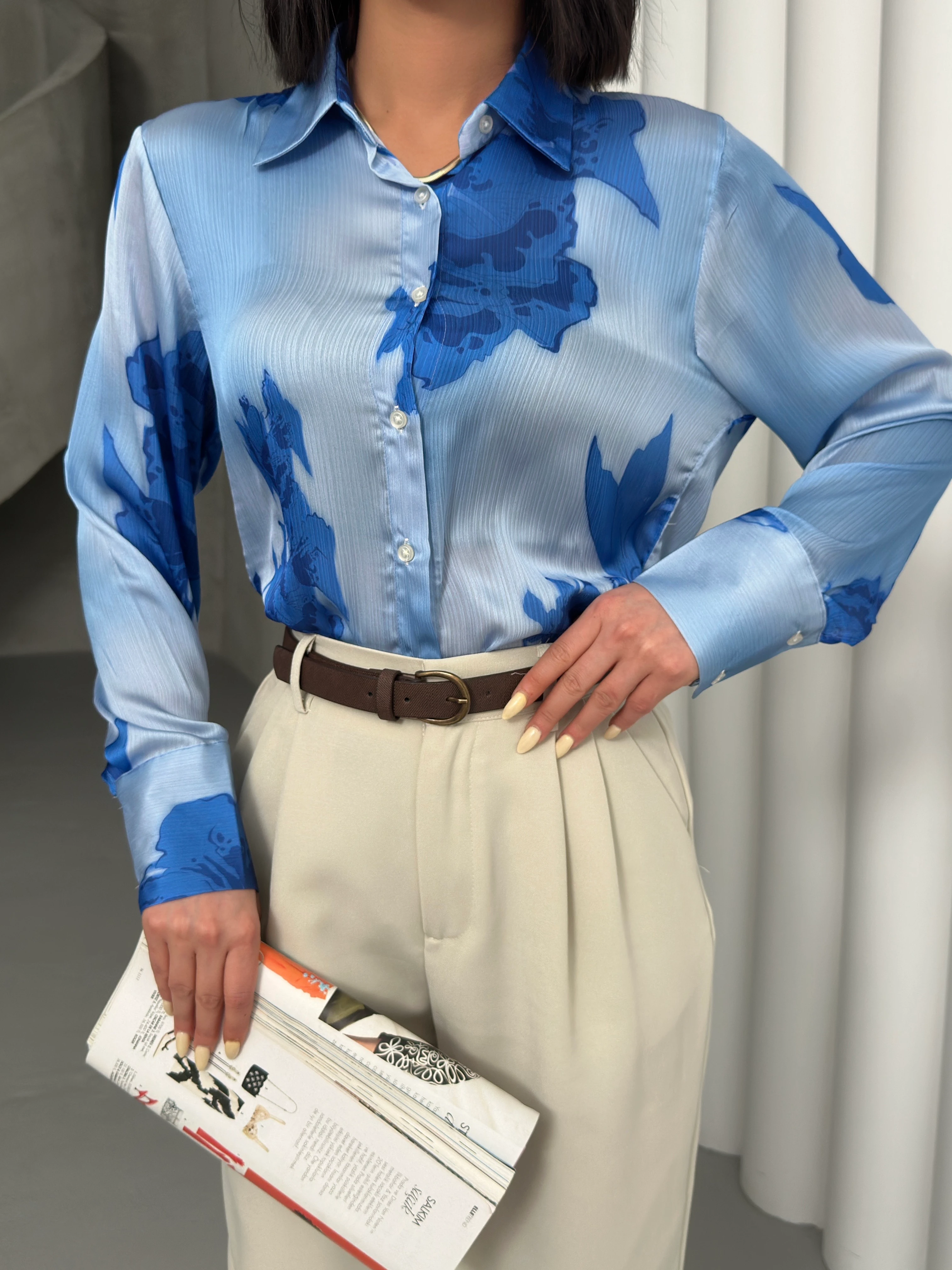 TOMURCUKLU GÜL DESEN GÖMLEK