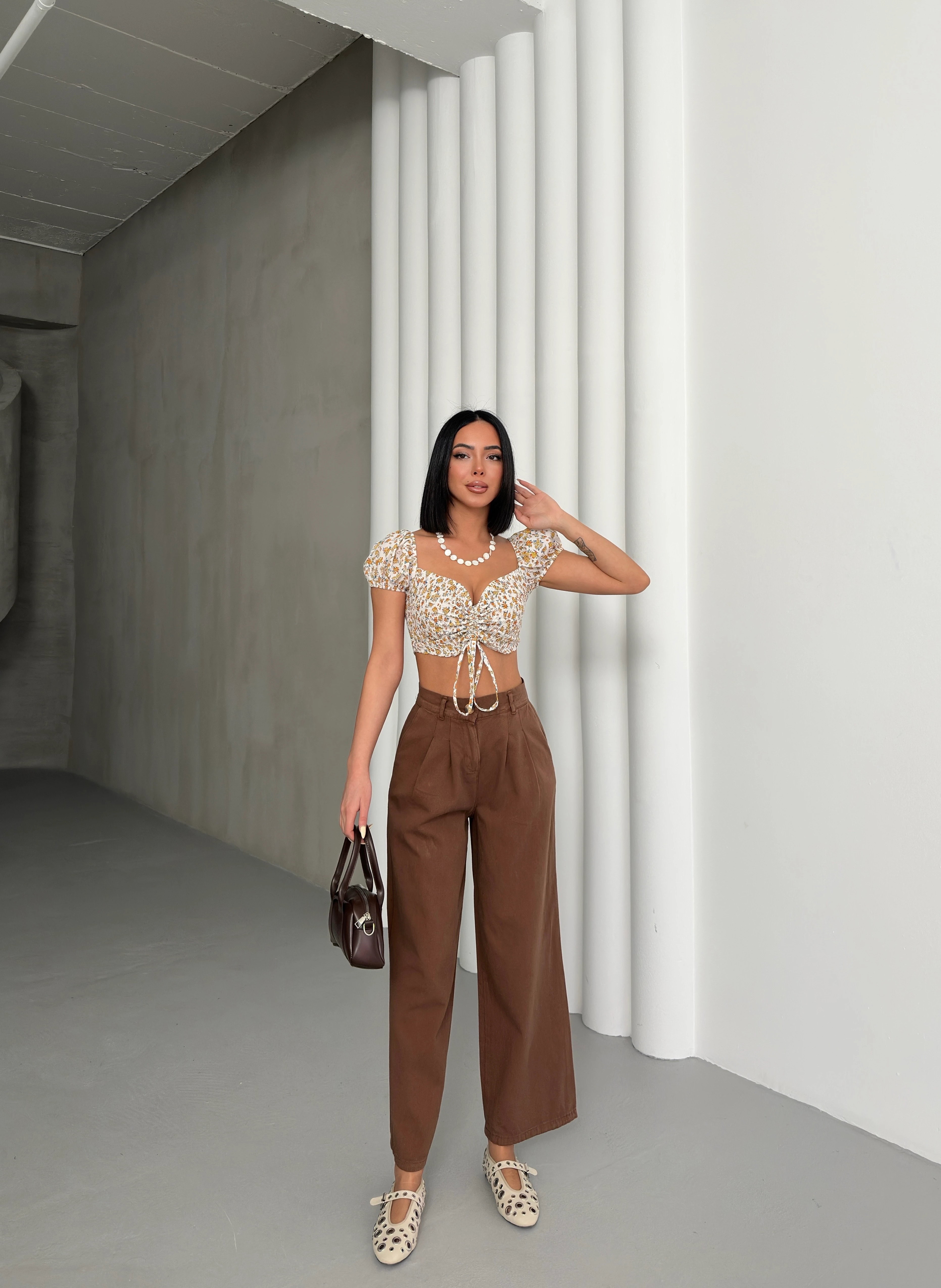 SADE GABARDİN PANTOLON - Karamel