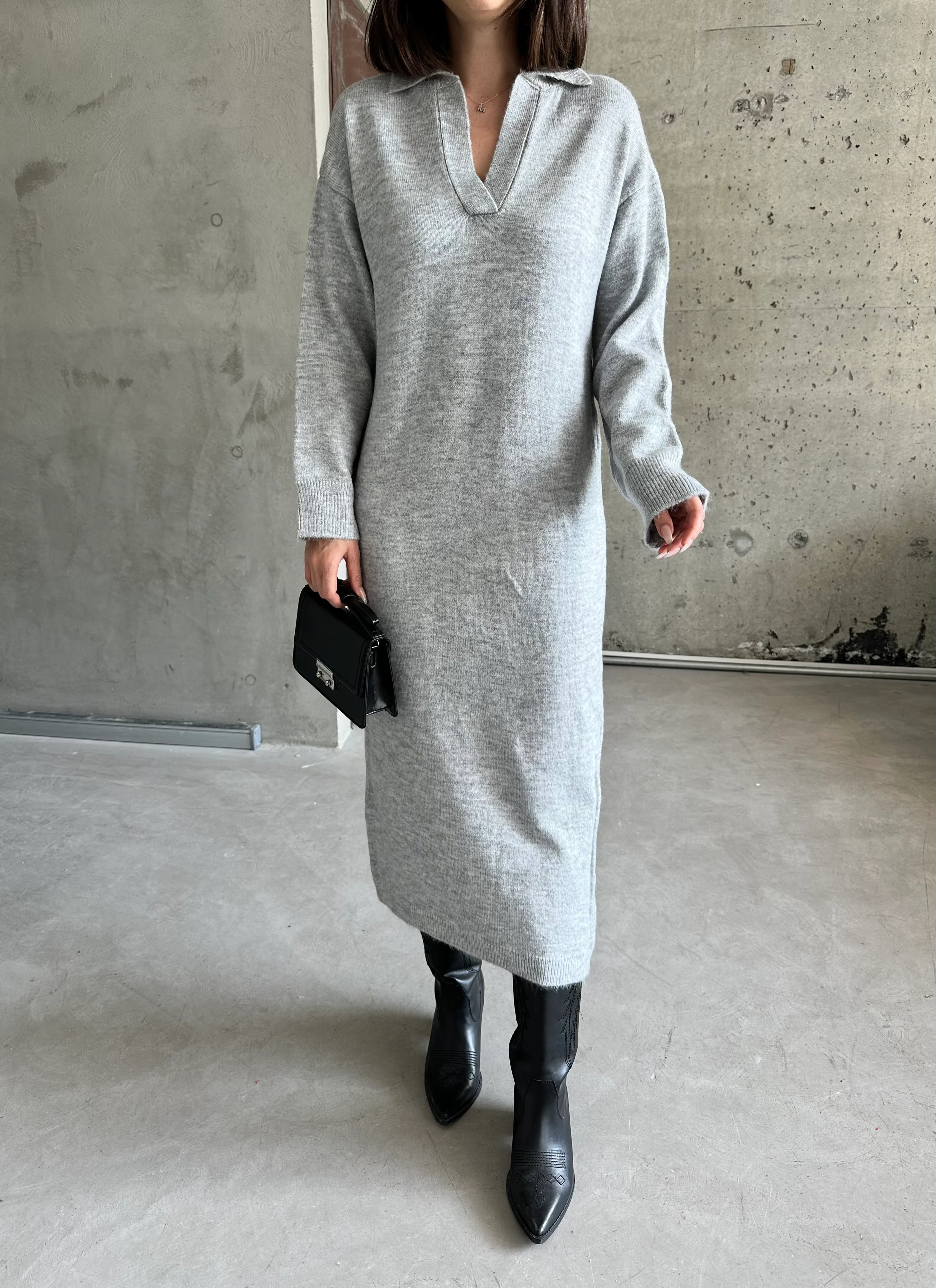 POLO YAKA ŞARDONLU ELBİSE