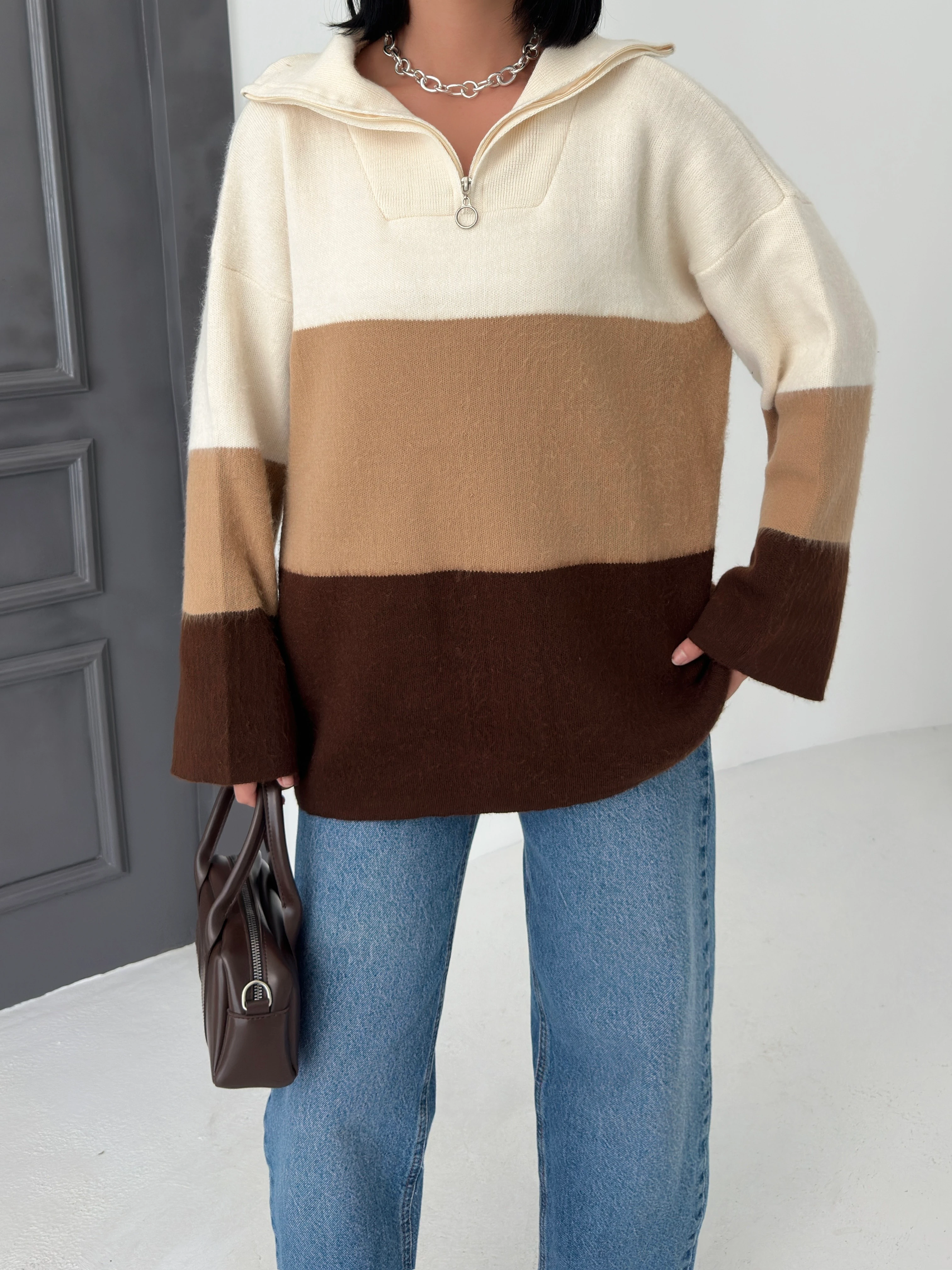 ÇOK RENK FERMUARLI KAZAK