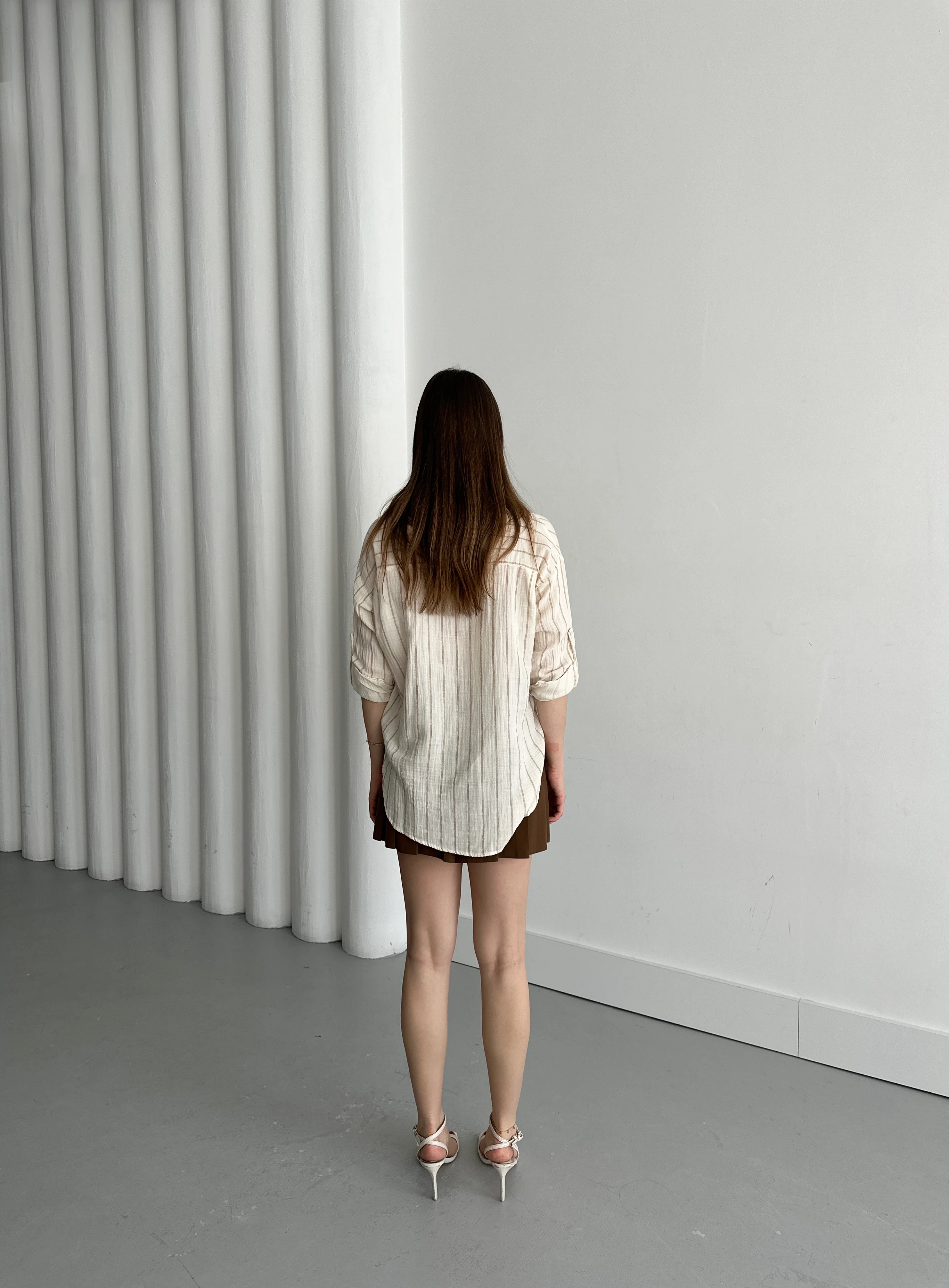 MÜSLİN KUMAŞ ÇİFT ÇİZGİLİ GÖMLEK