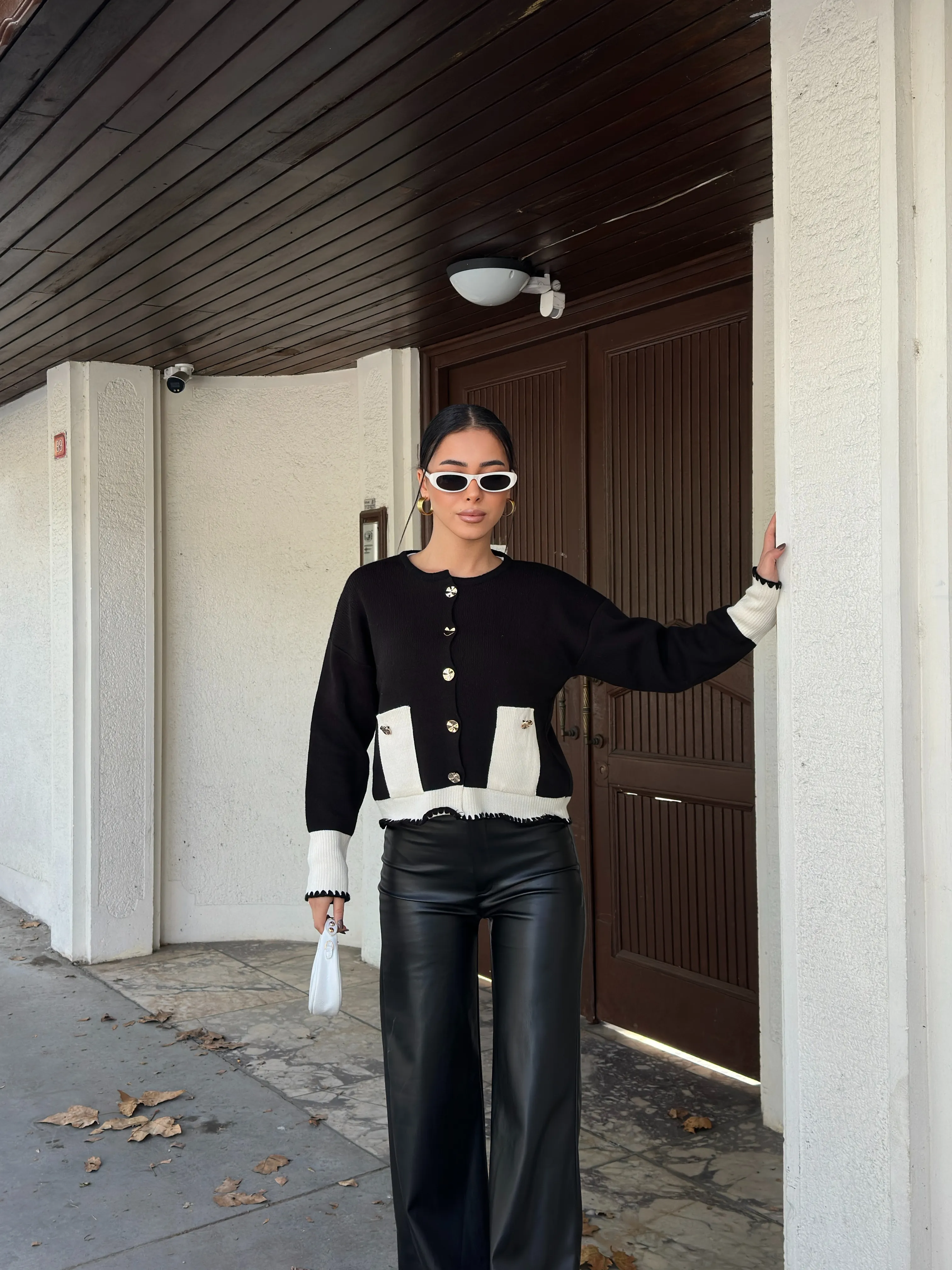 CEPLİ ZİKZAKLI HIRKA - Siyah