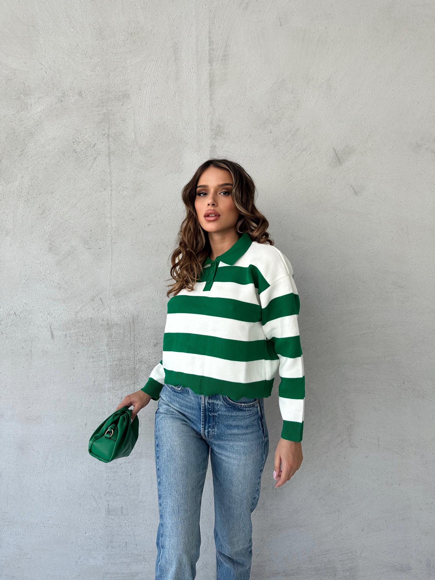 POLO YAKA ÇİZGİLİ KAZAK