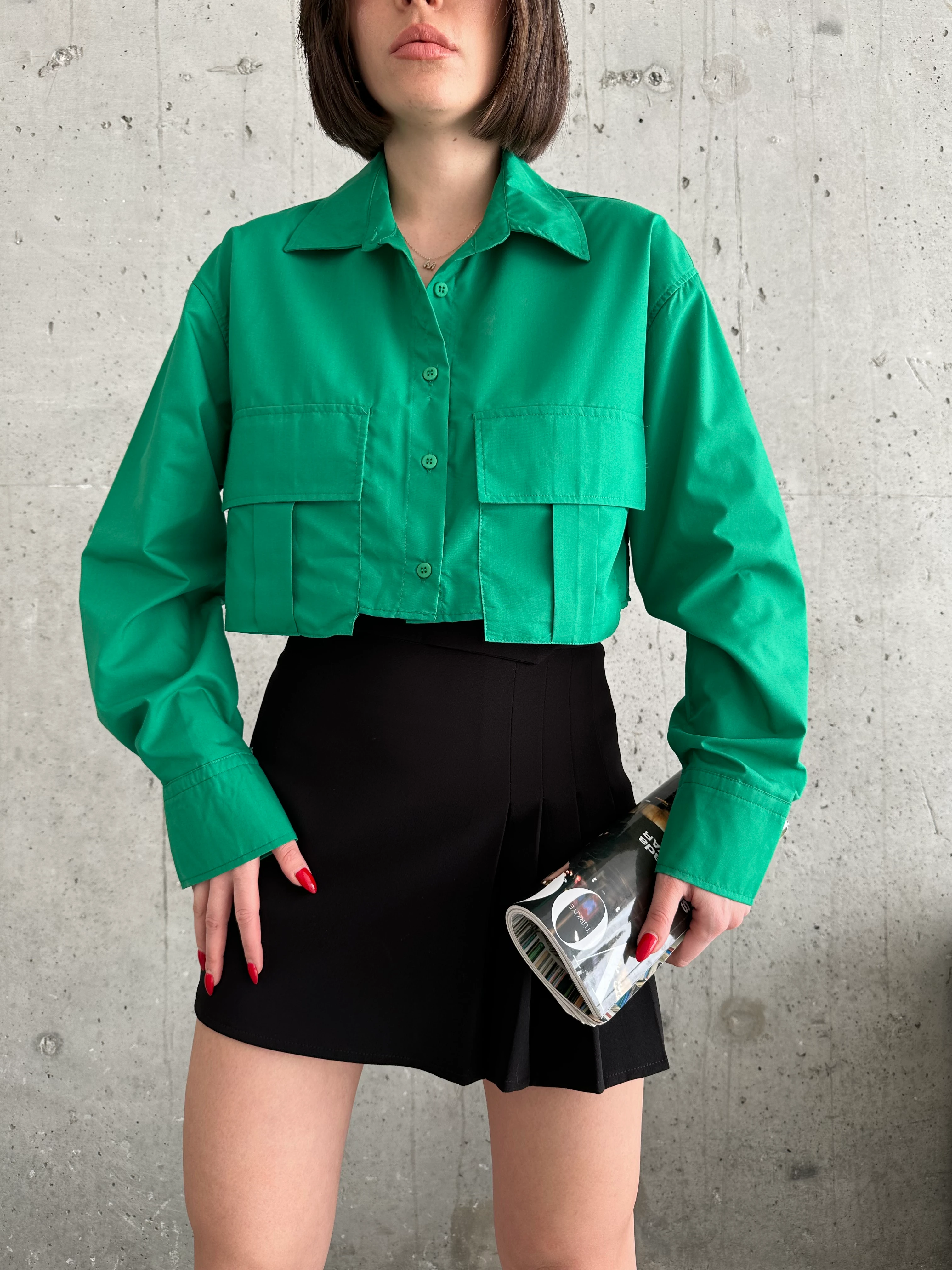 CROP KÖRÜK CEP GÖMLEK