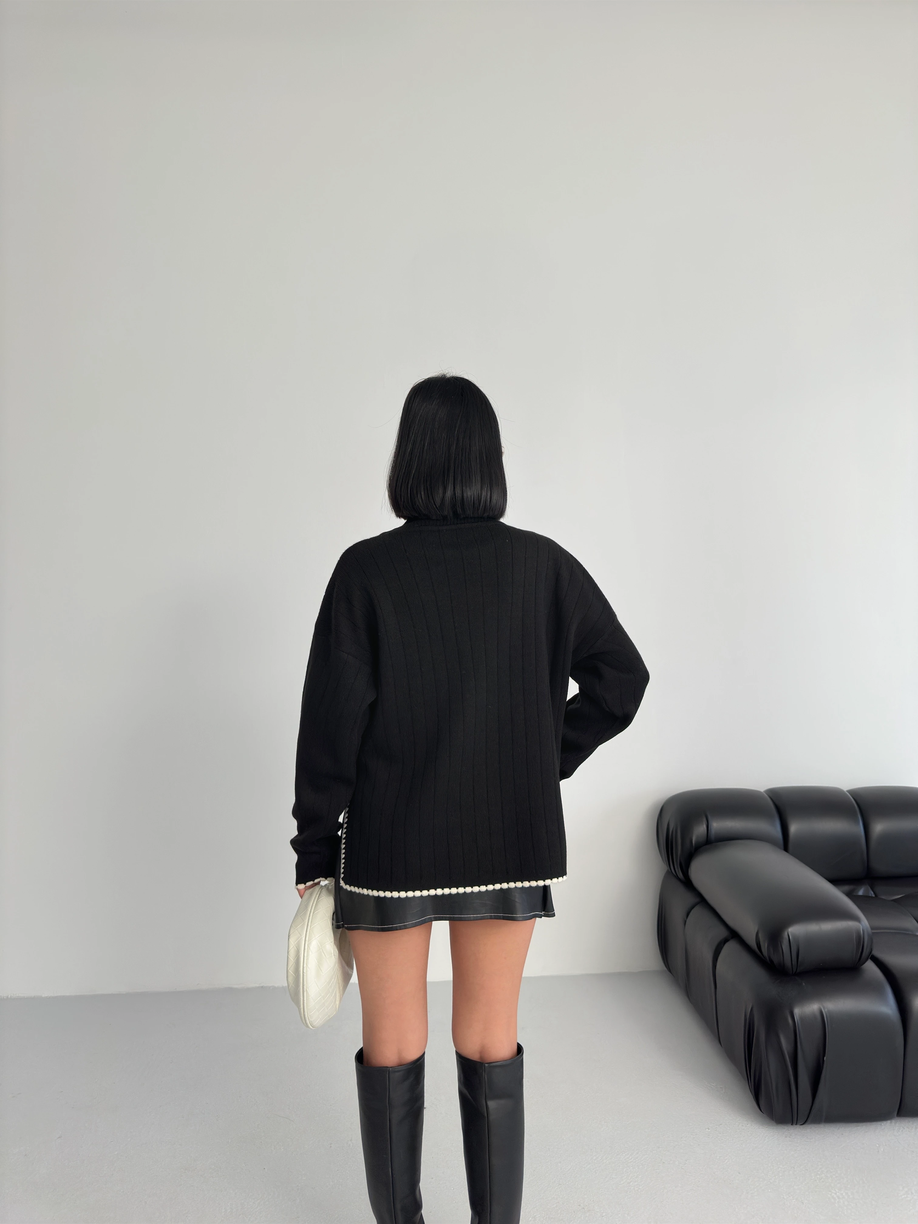 ZİKZAKLI KAZAK - Siyah