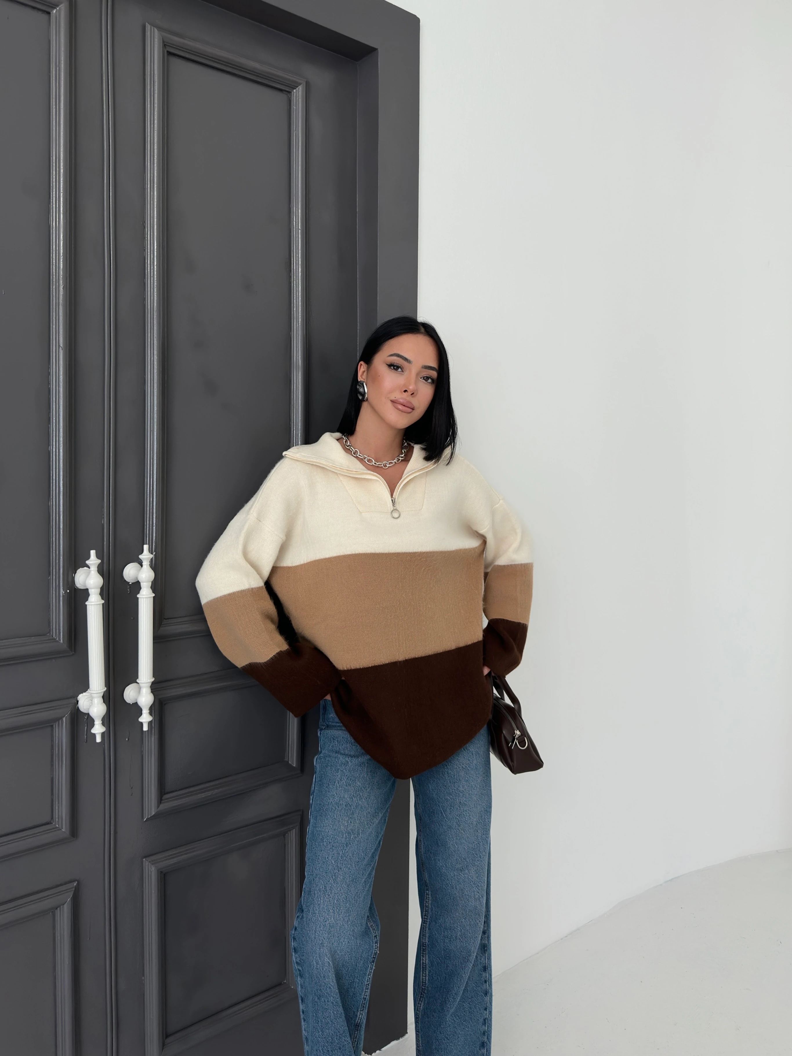 ÇOK RENK FERMUARLI KAZAK