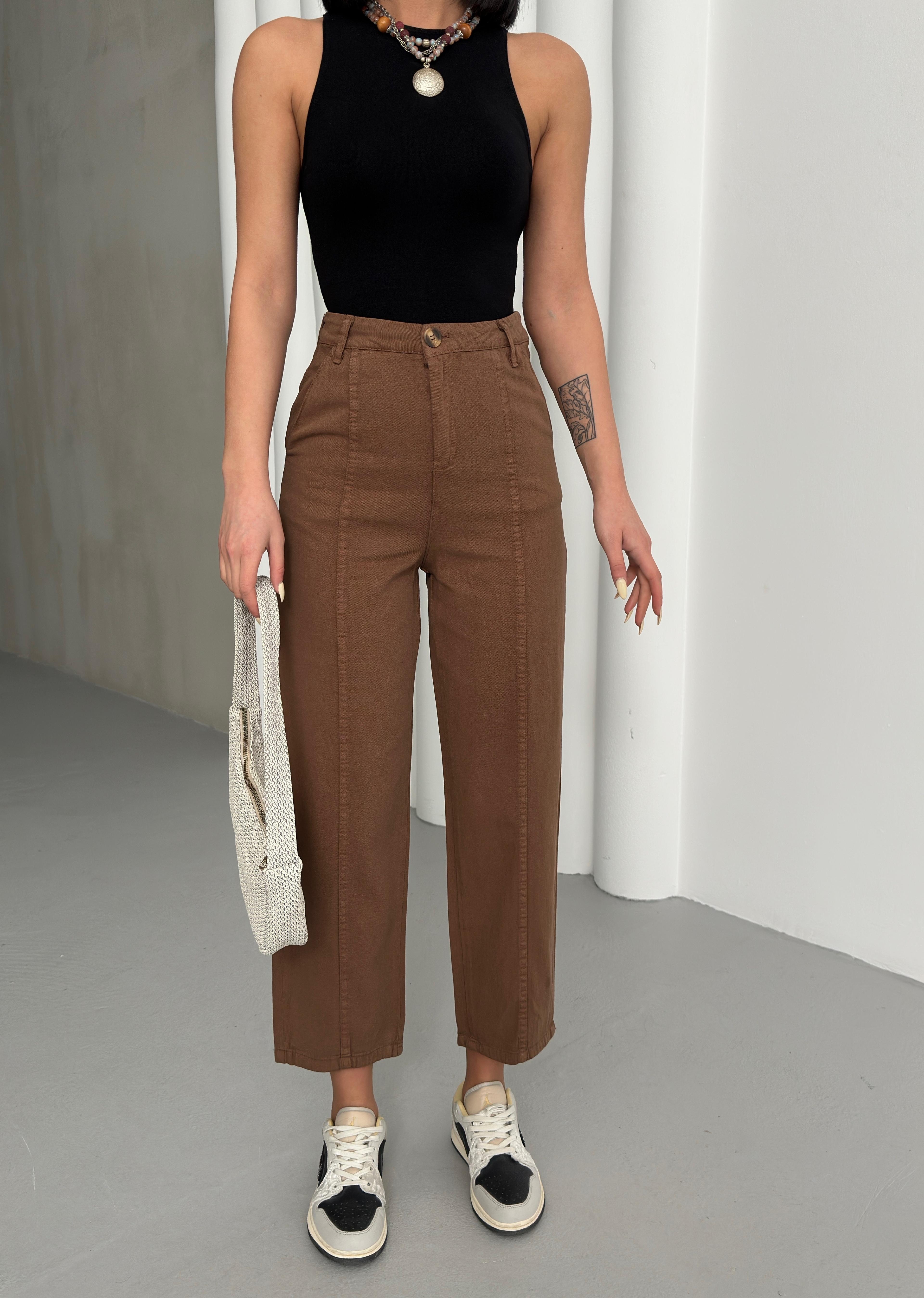 DETAYLI GABARDİN PANTOLON - Karamel