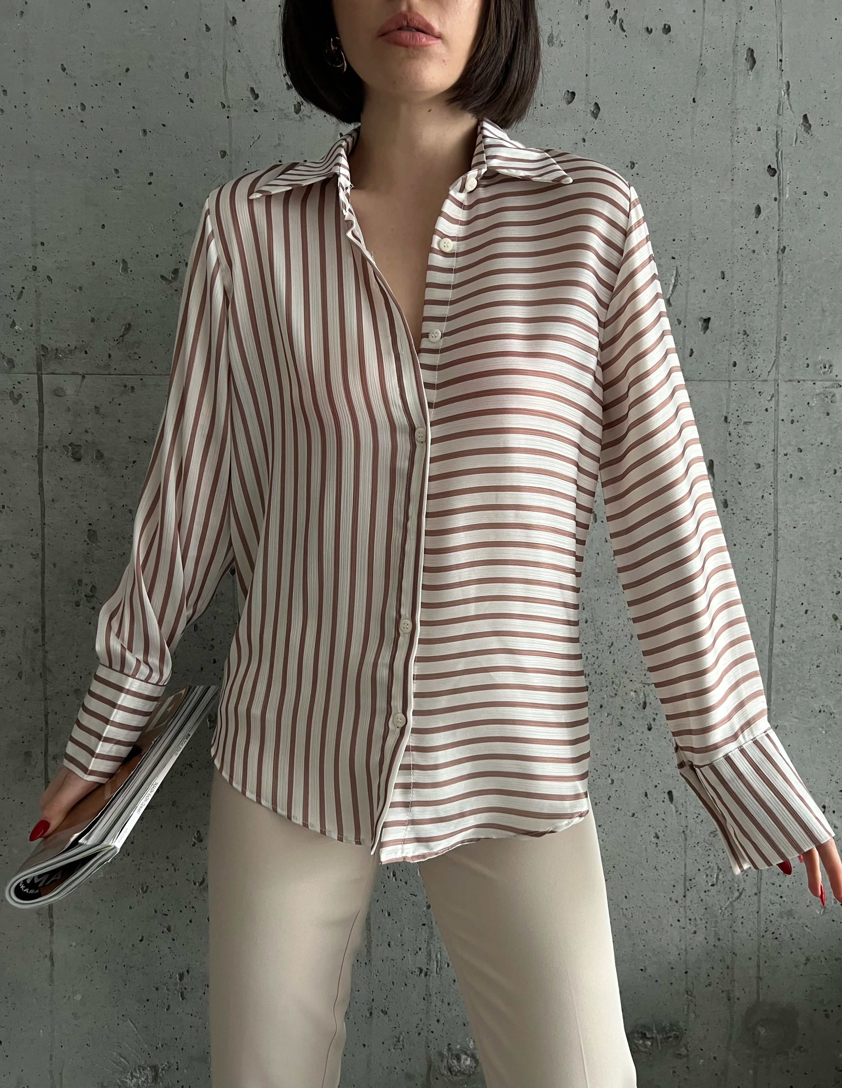 ÇİZGİLİ YORYO SATEN GÖMLEK