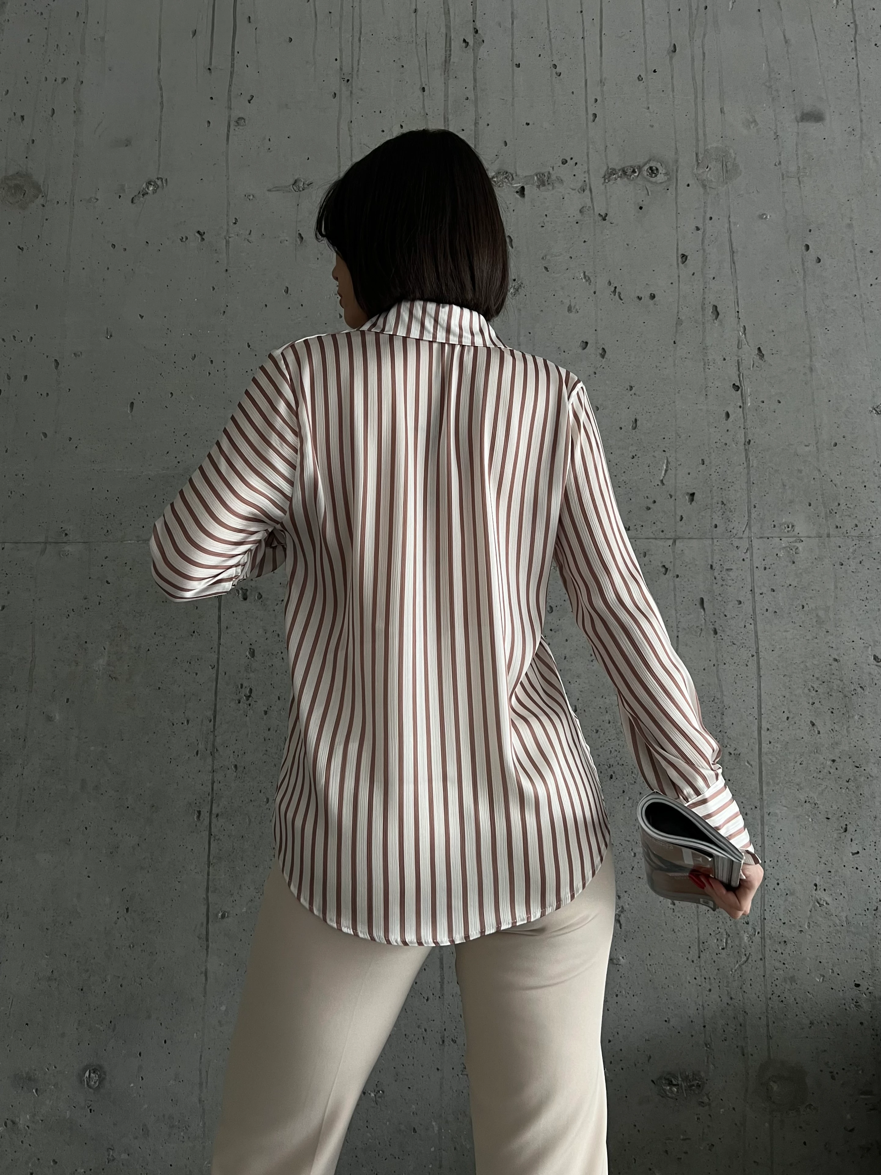 ÇİZGİLİ YORYO SATEN GÖMLEK