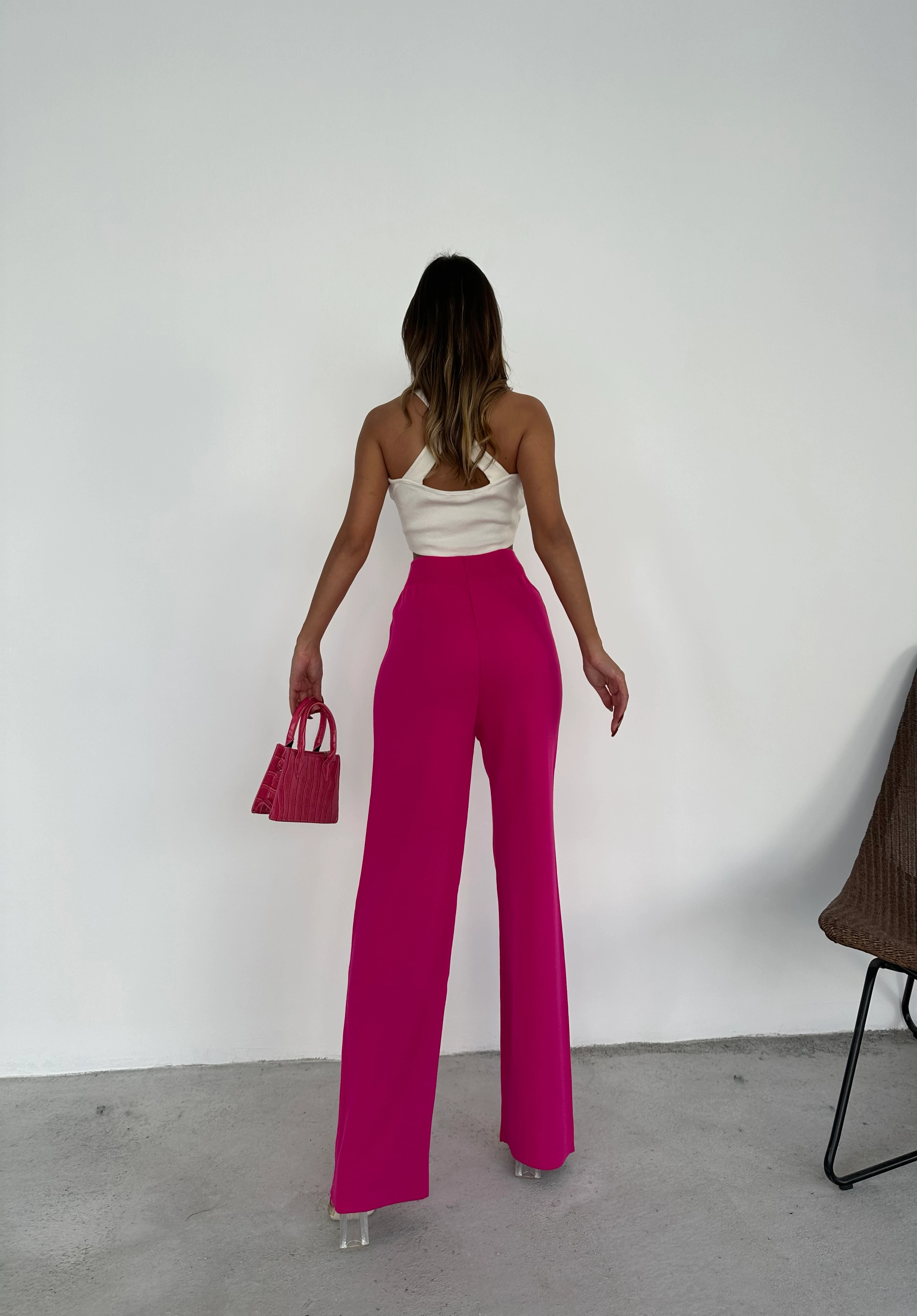 THREADLESS PLAIN BASIC PANTS - Fuchsia