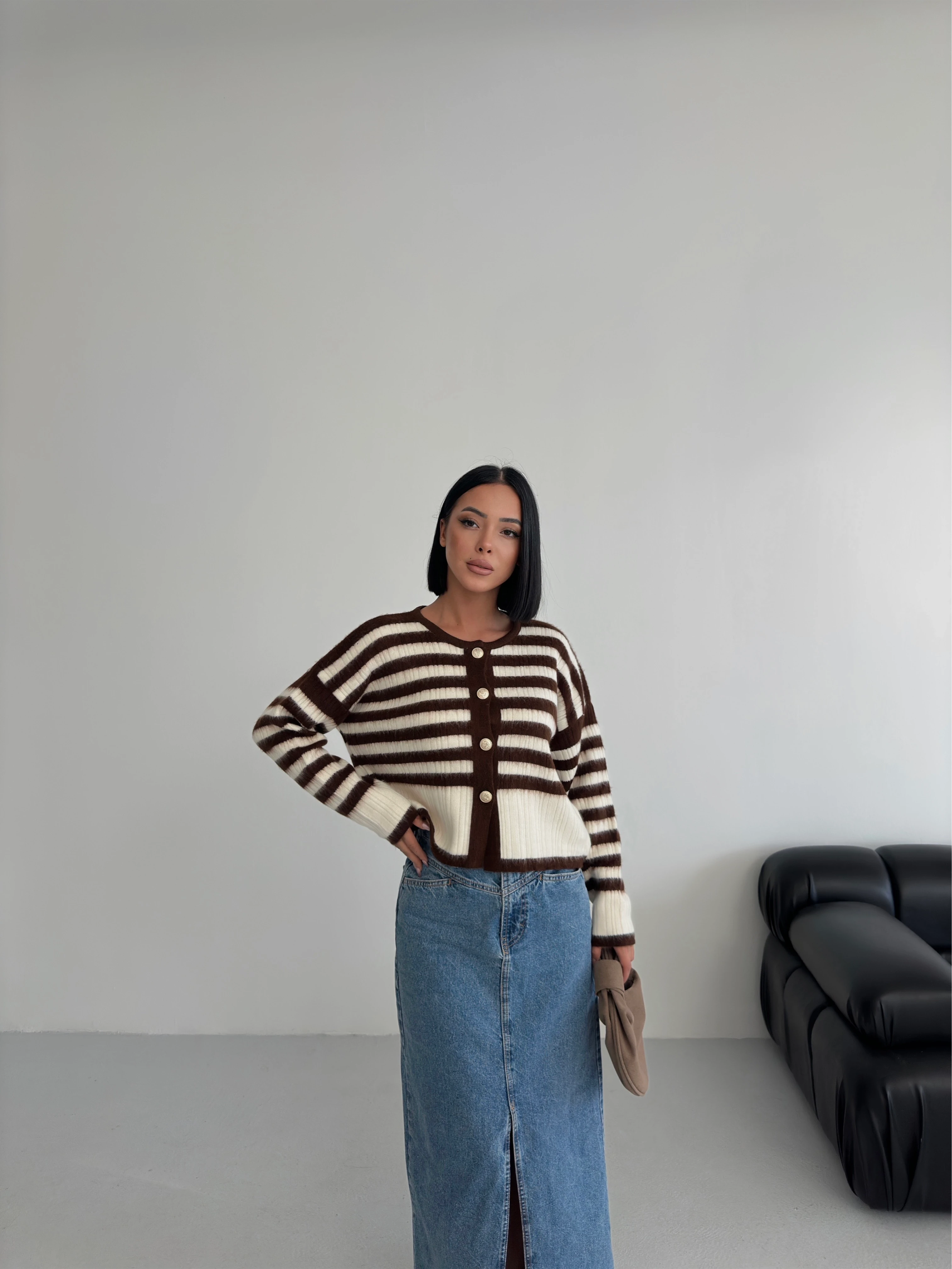 ÇİZGİLİ ŞARDONLU HIRKA