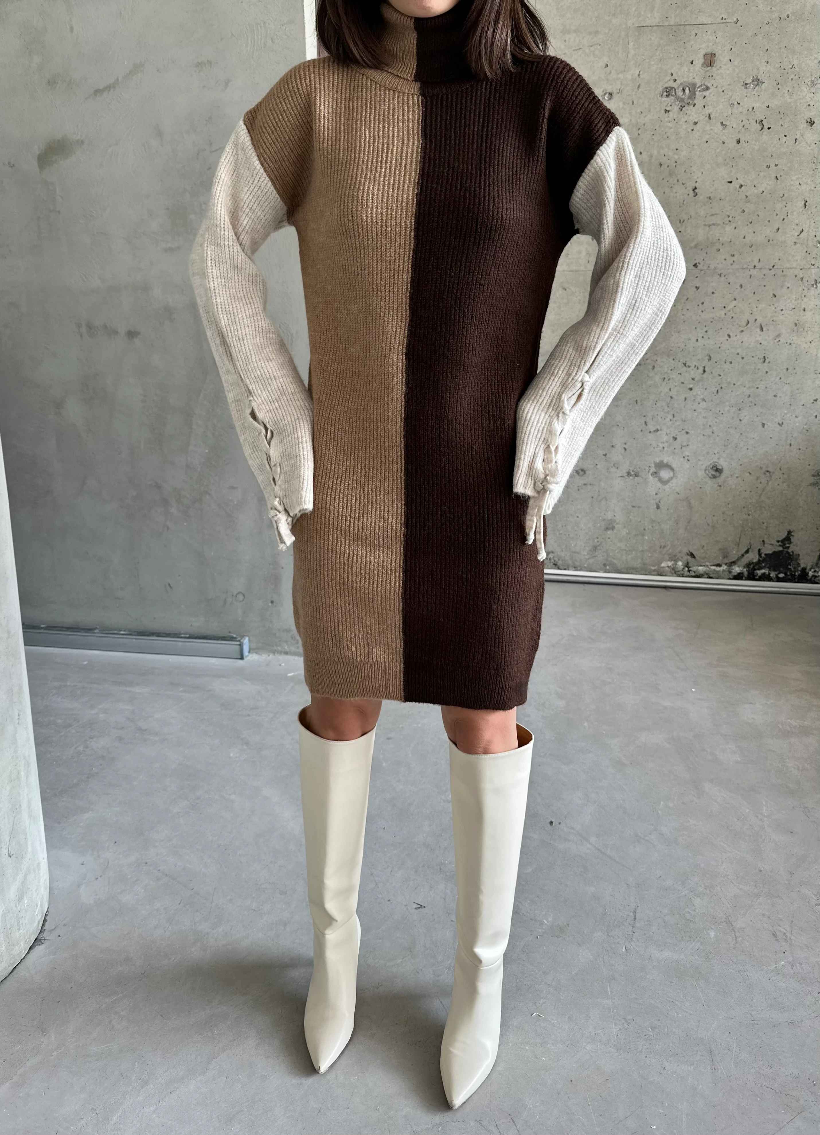 ÇİFT RENK ŞARDONLU ELBİSE