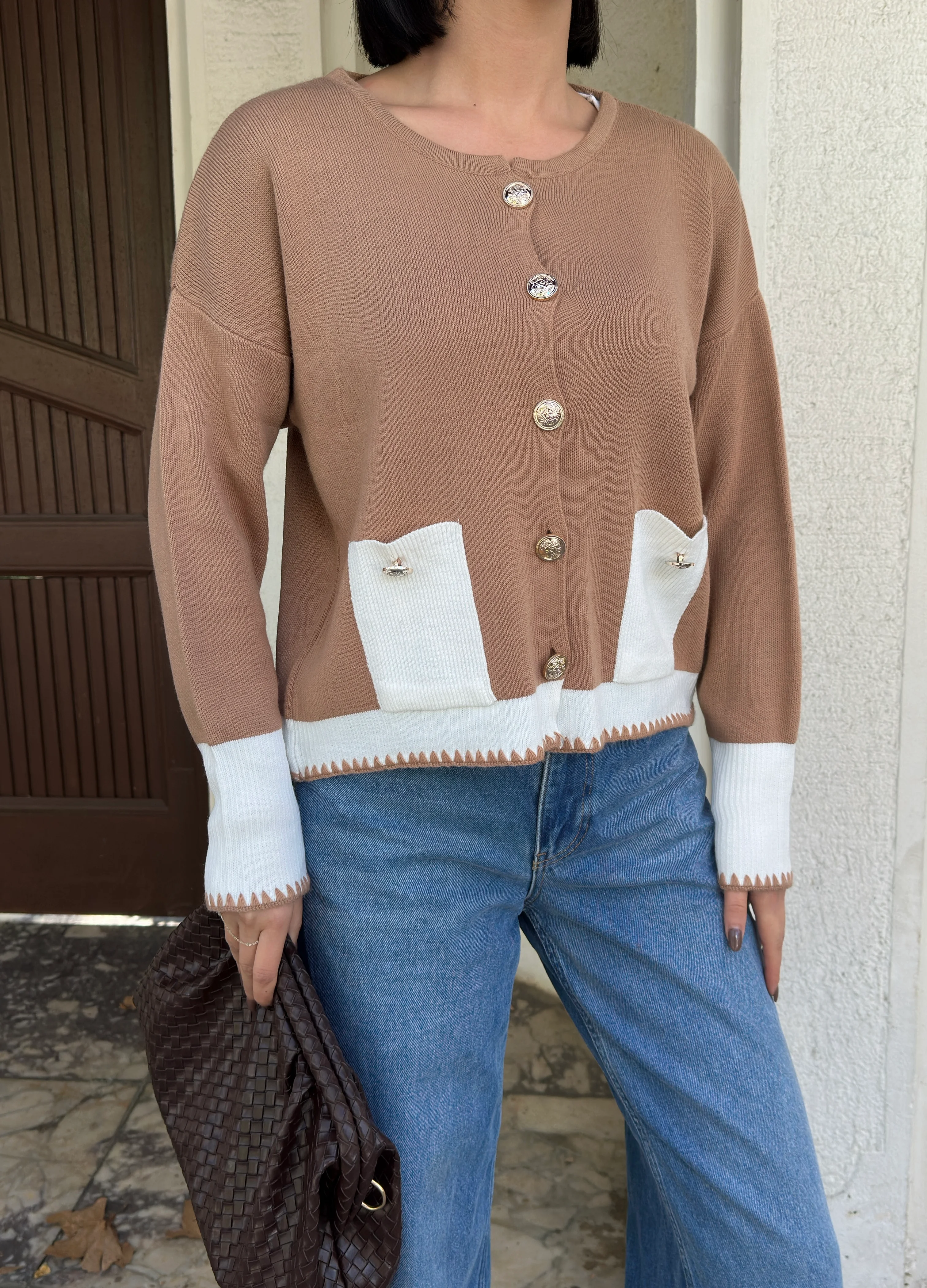 CEPLİ ZİKZAKLI HIRKA - Karamel