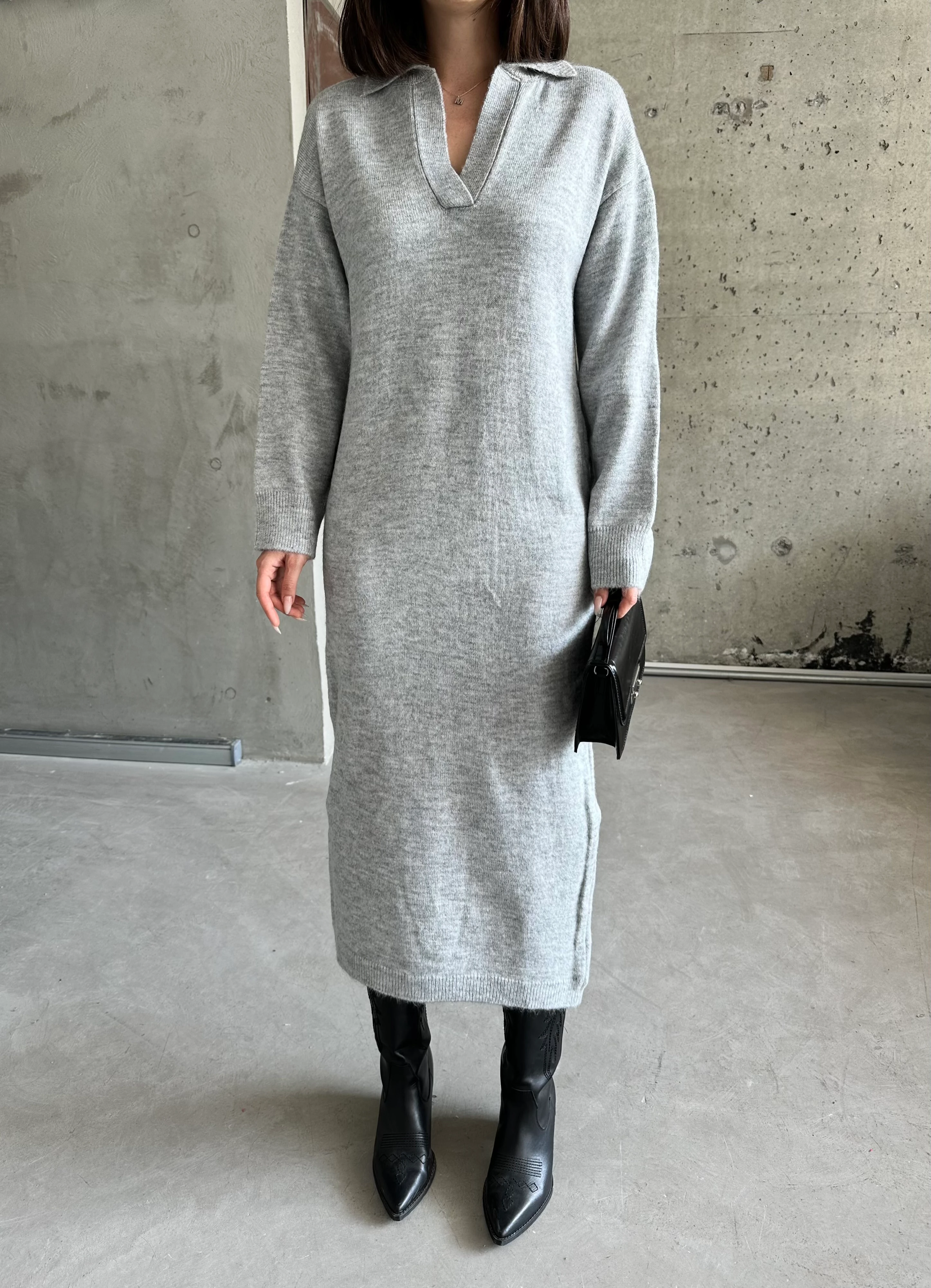 POLO YAKA ŞARDONLU ELBİSE