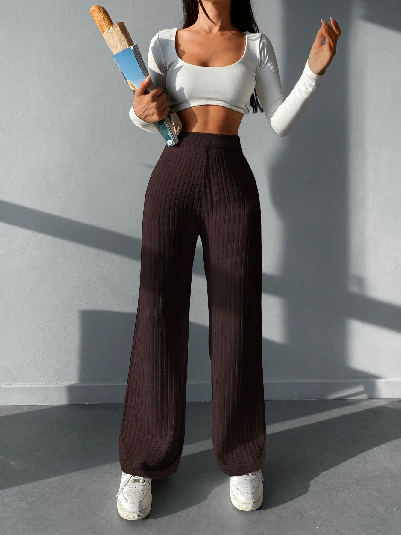 FİTİLLİ TRİKO PANTOLON - Kahve