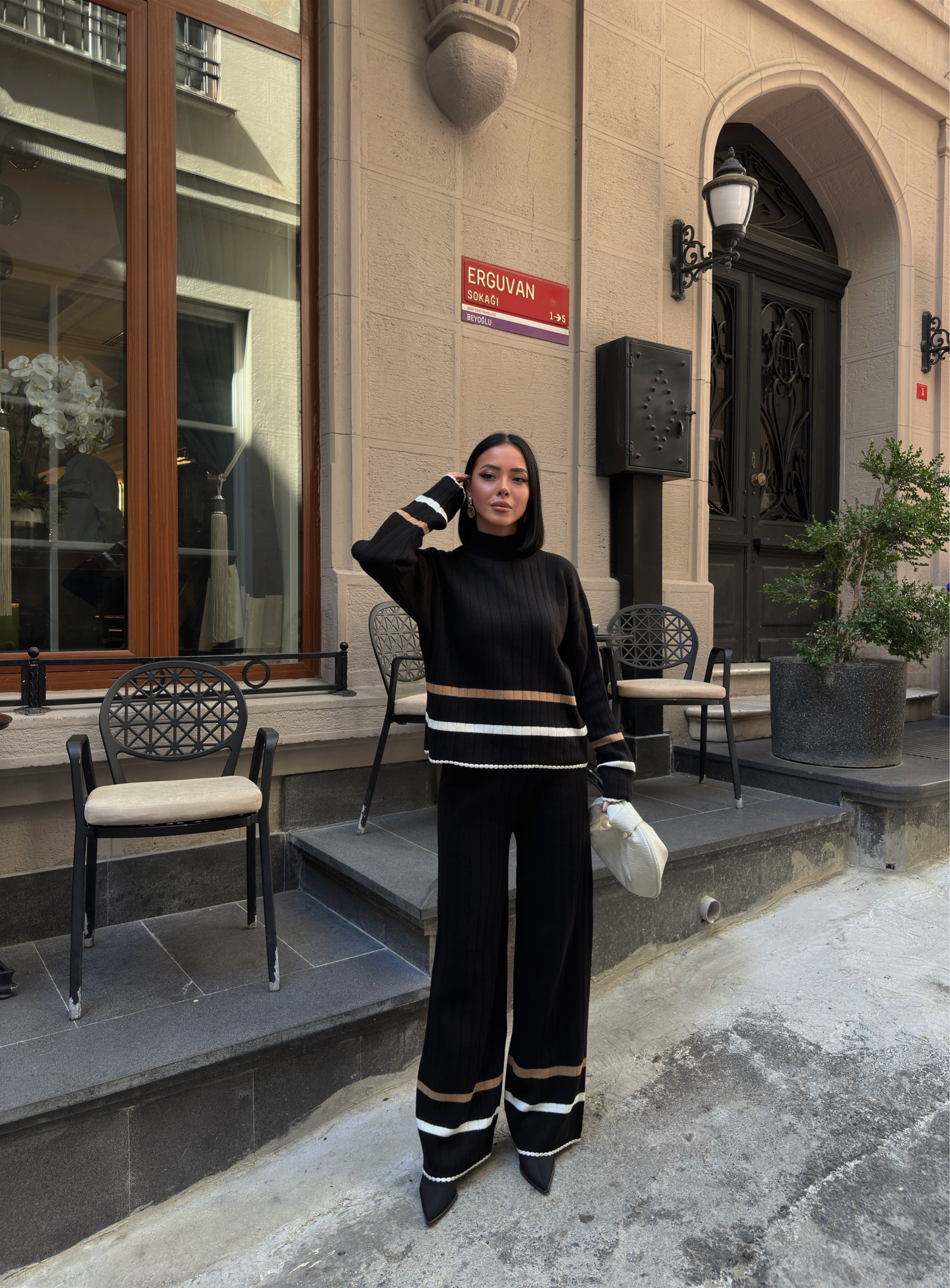 FİTİLLİ ÇİZGİLİ TAKIM - Siyah