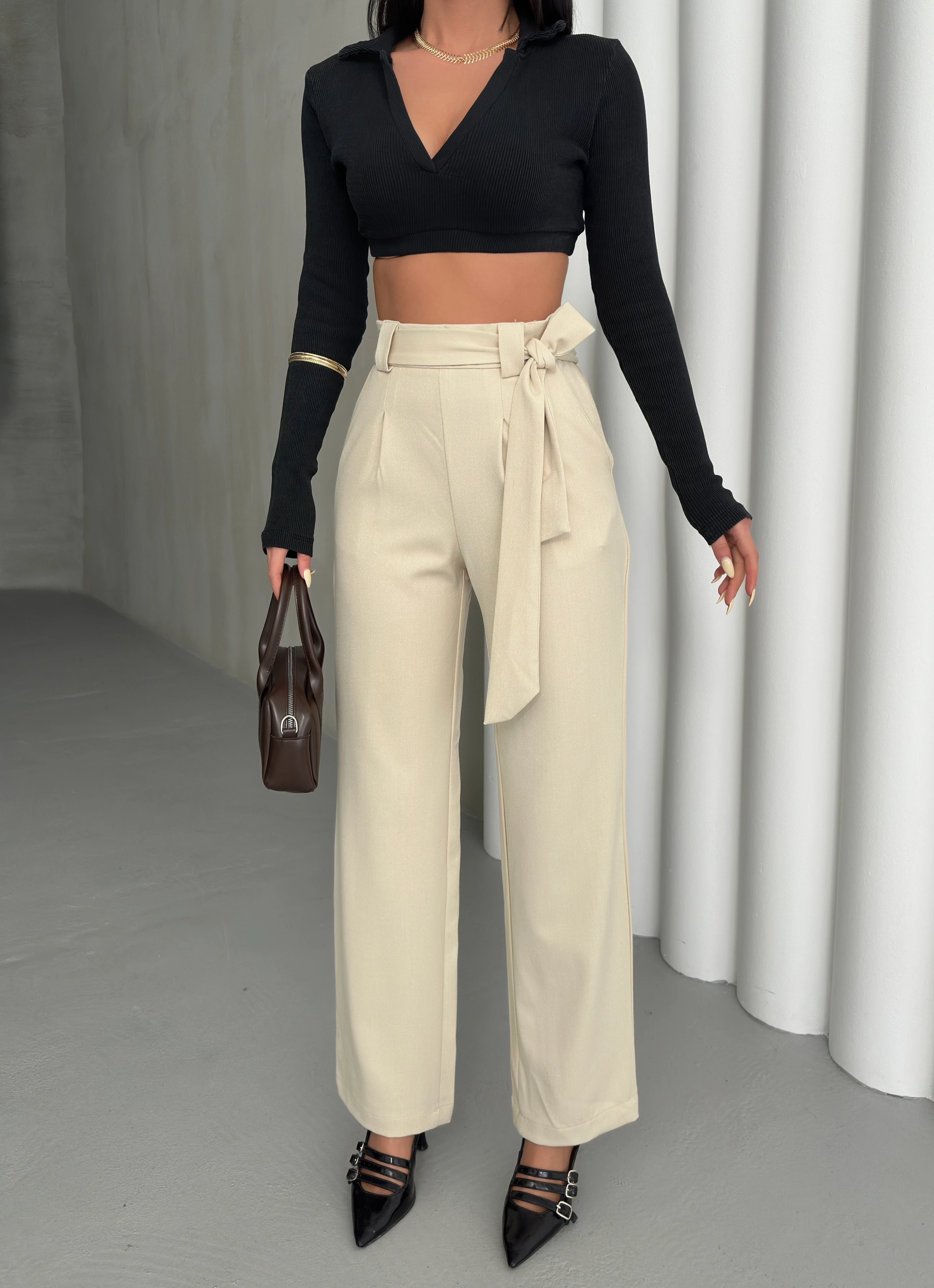 POLİVİSKON KEMERLİ PANTOLON