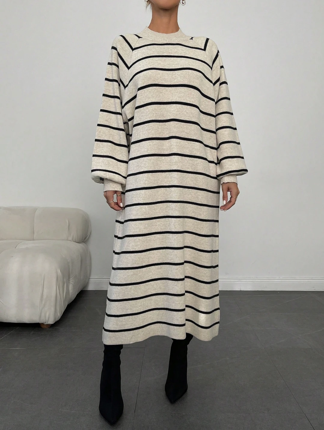 ÇİZGİLİ PİKE ELBİSE