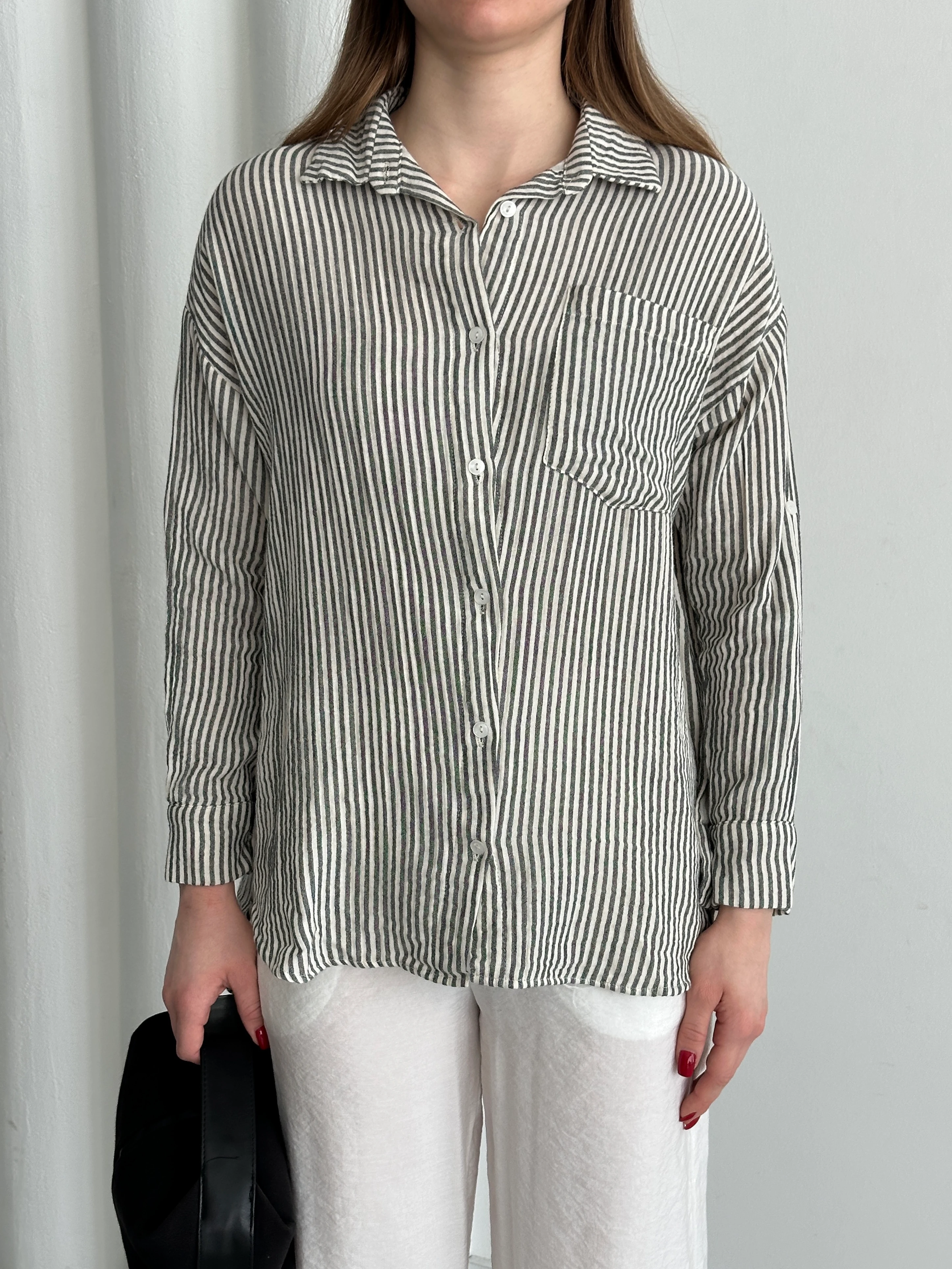 MÜSLİN SIK ÇİZGİ GÖMLEK