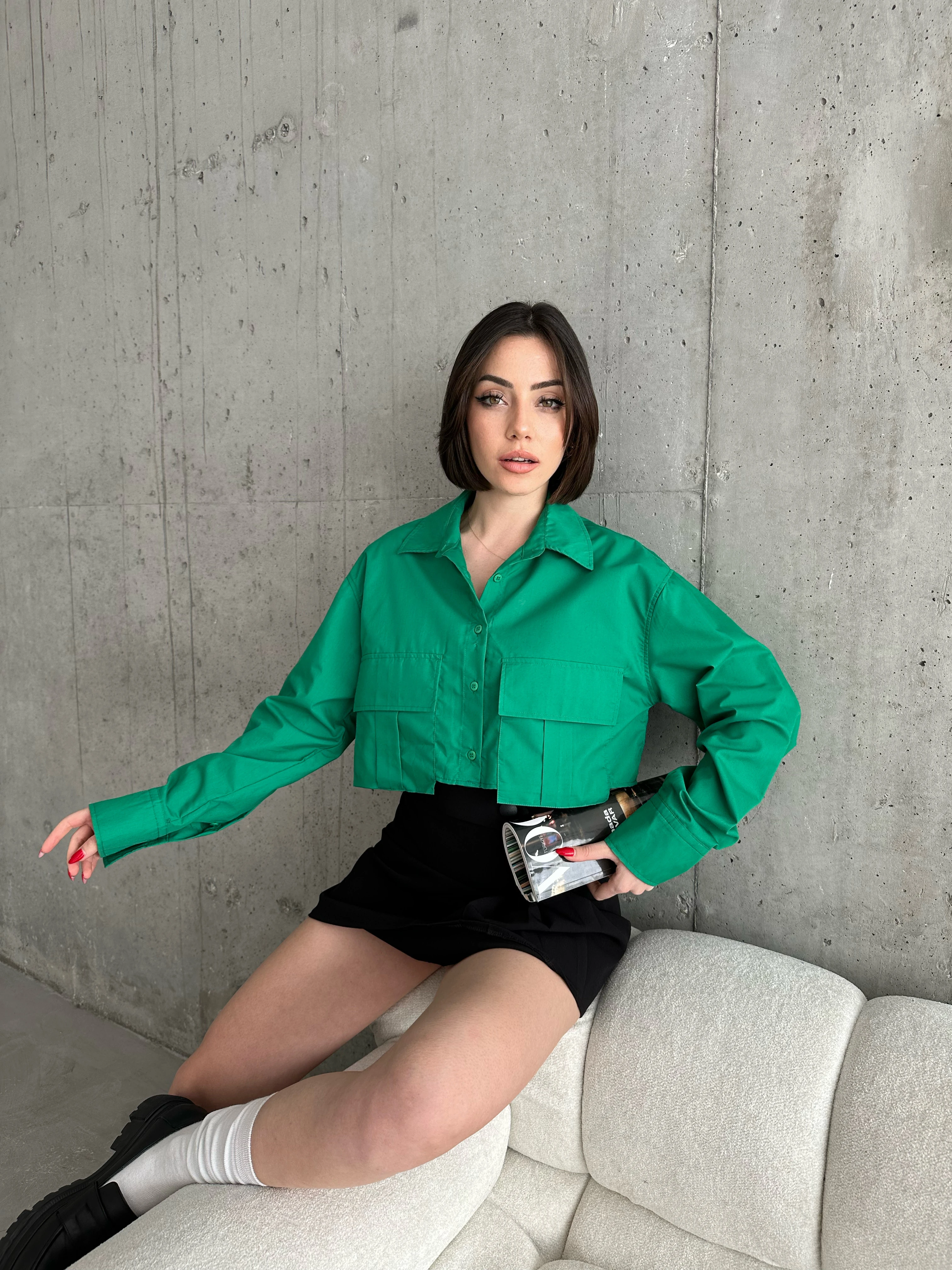 CROP KÖRÜK CEP GÖMLEK