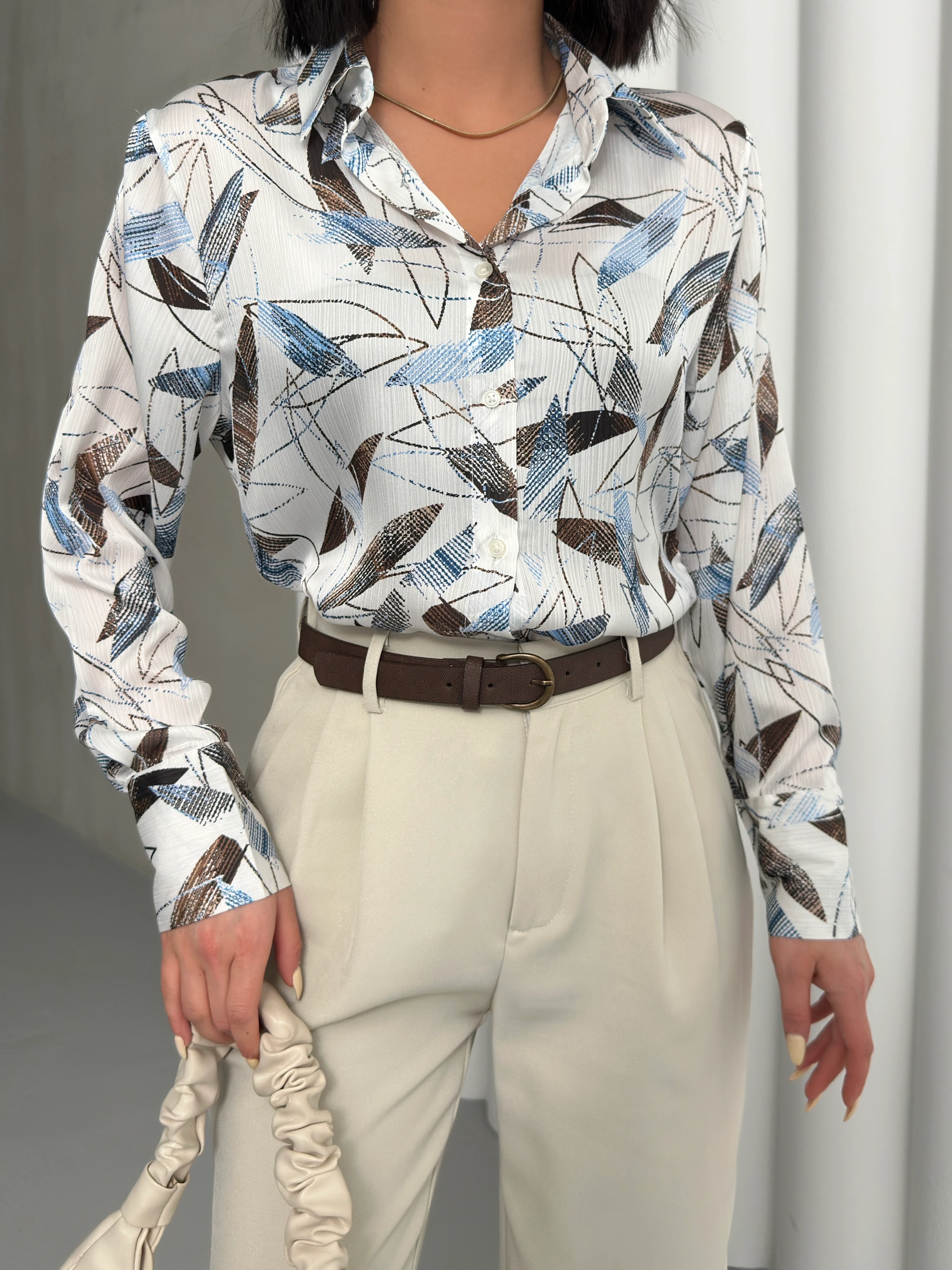 BAMBU YAPRAĞI DESEN GÖMLEK