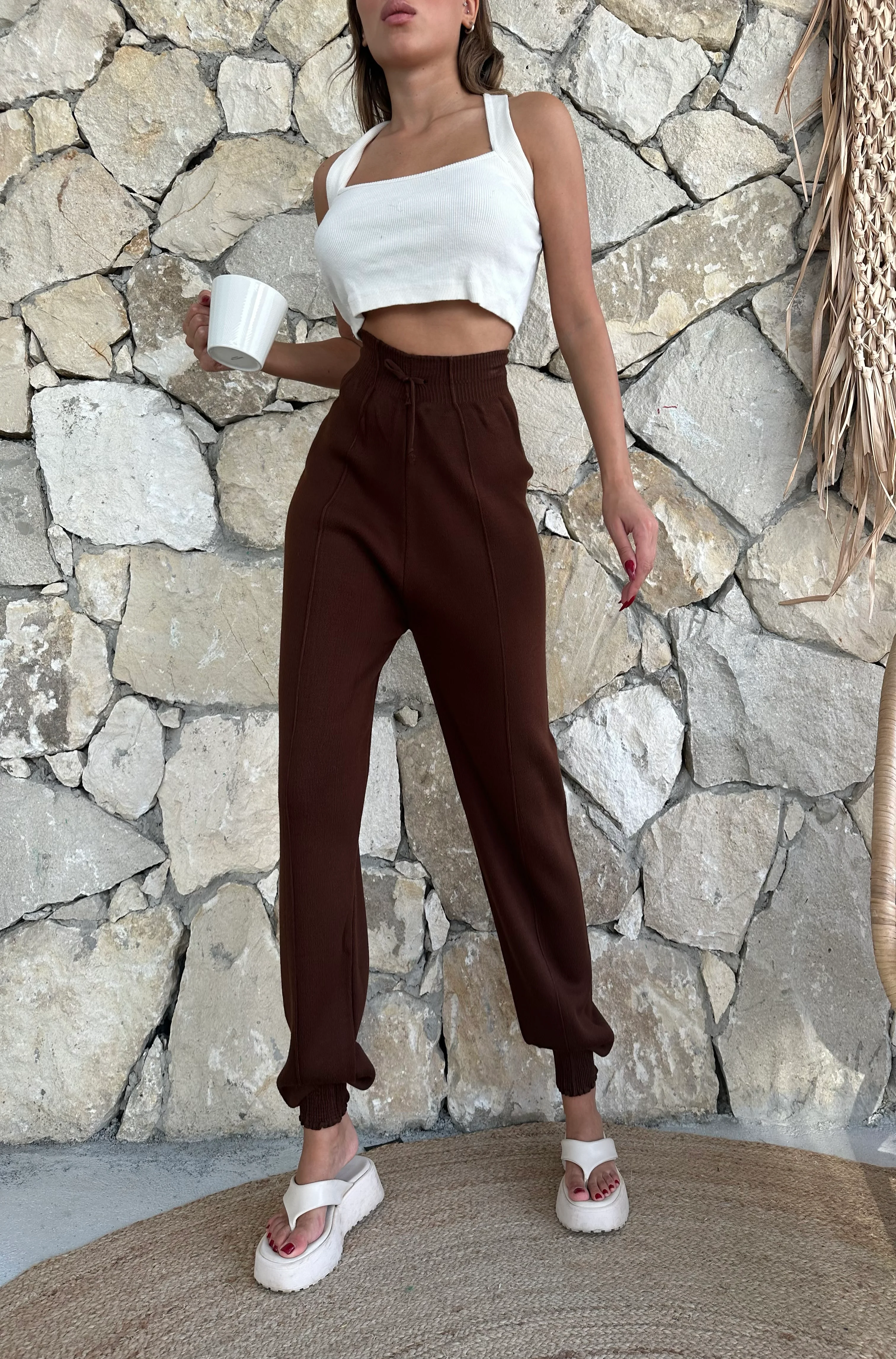 ÇİMALI DAR PAÇA PANTOLON - Kahve