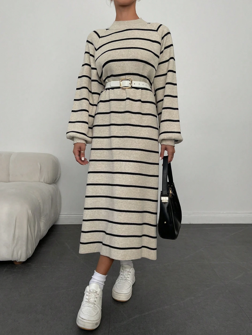 ÇİZGİLİ PİKE ELBİSE