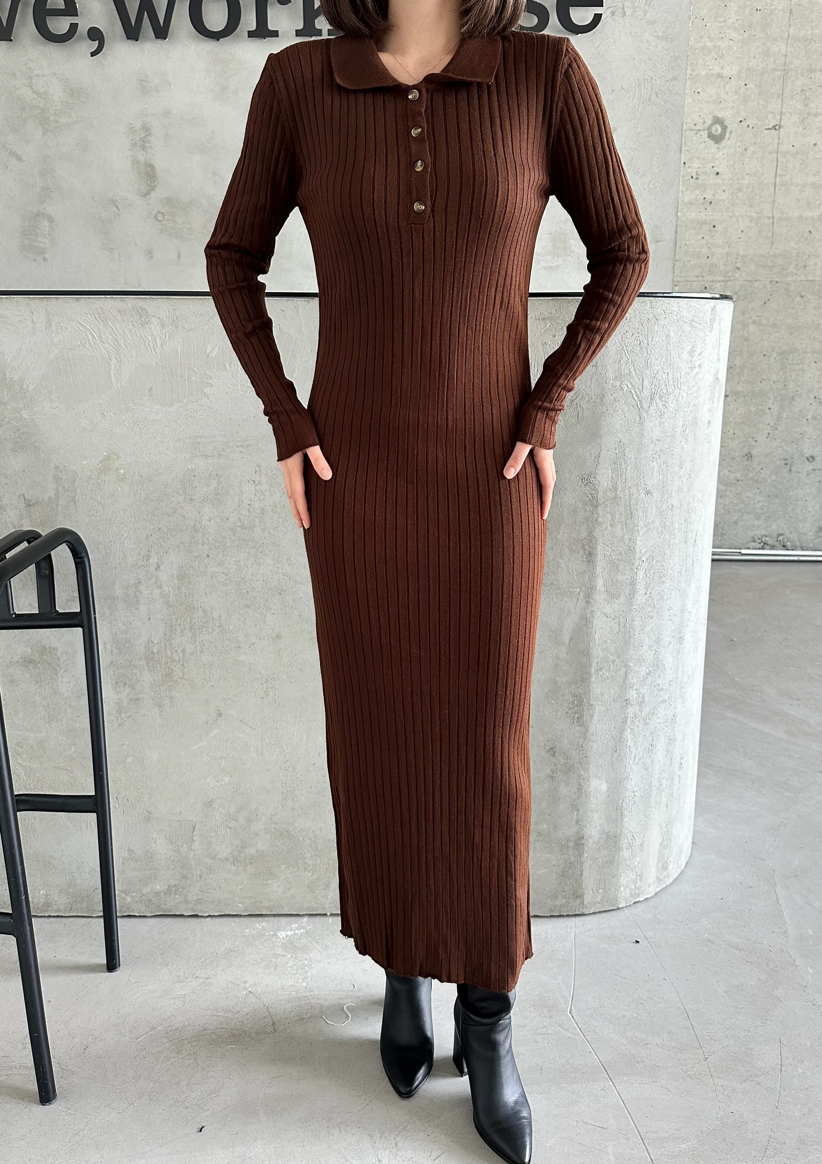 POLO YAKA DÜĞMELİ ELBİSE