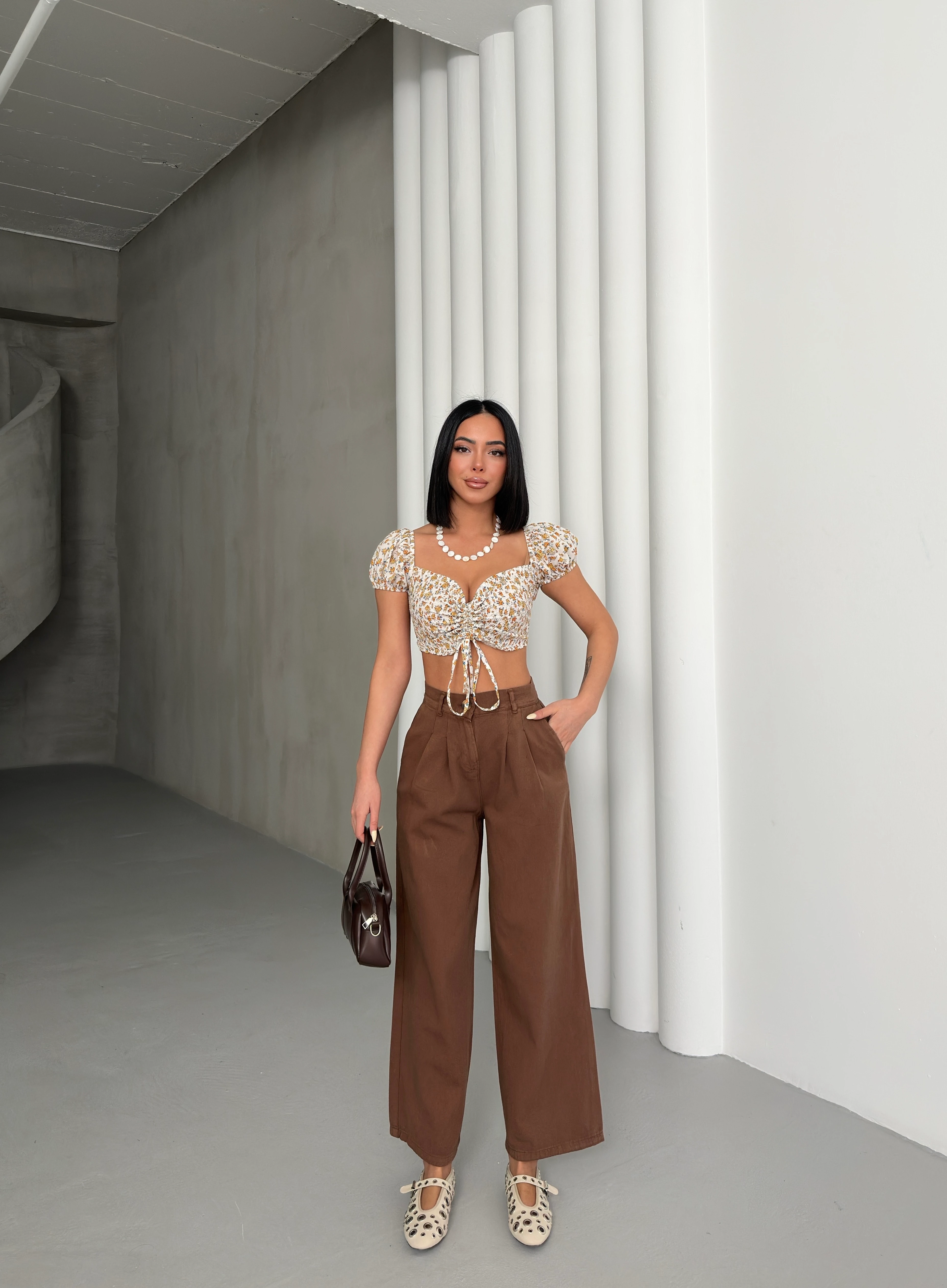 SADE GABARDİN PANTOLON - Karamel