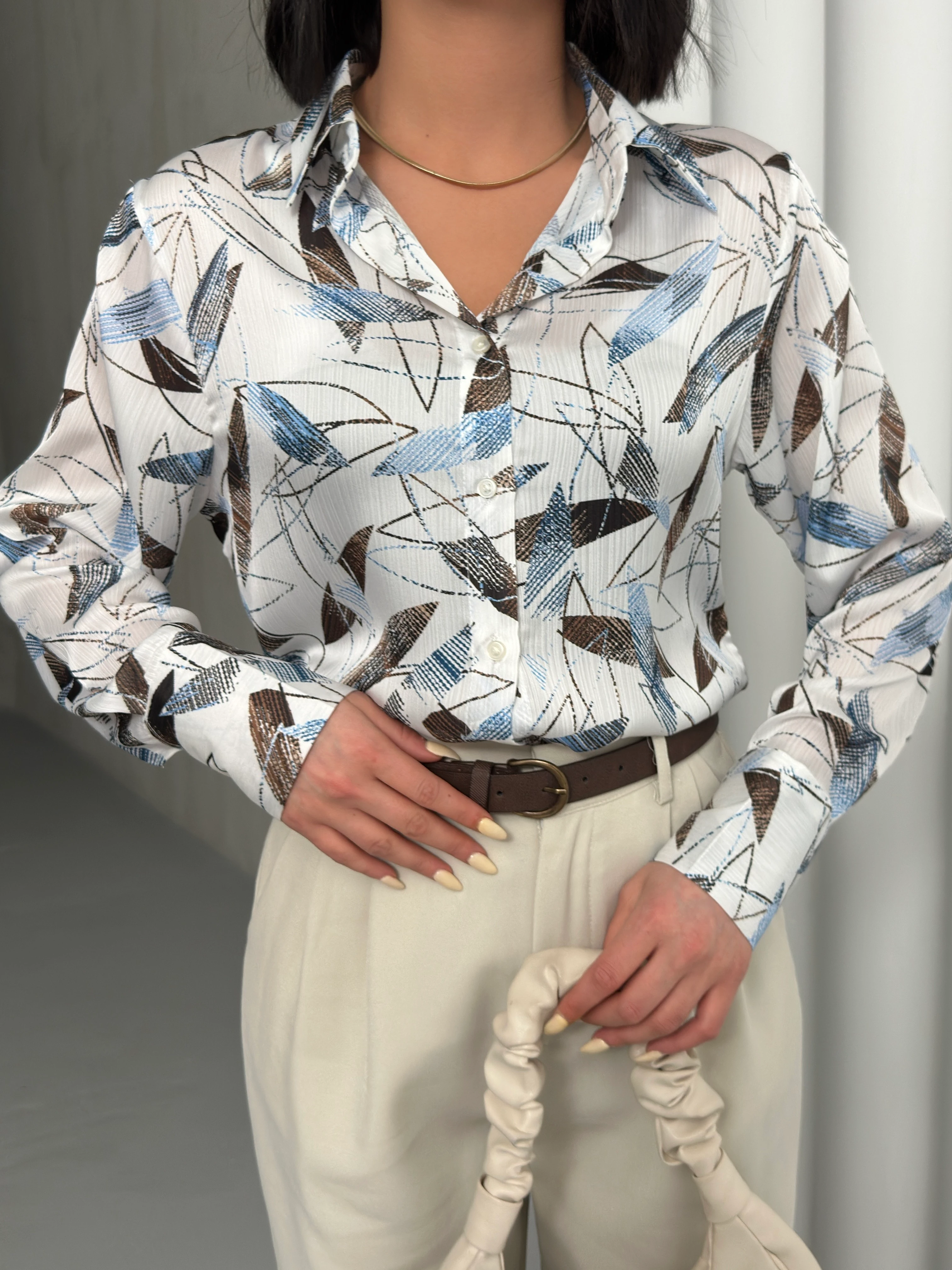 BAMBU YAPRAĞI DESEN GÖMLEK