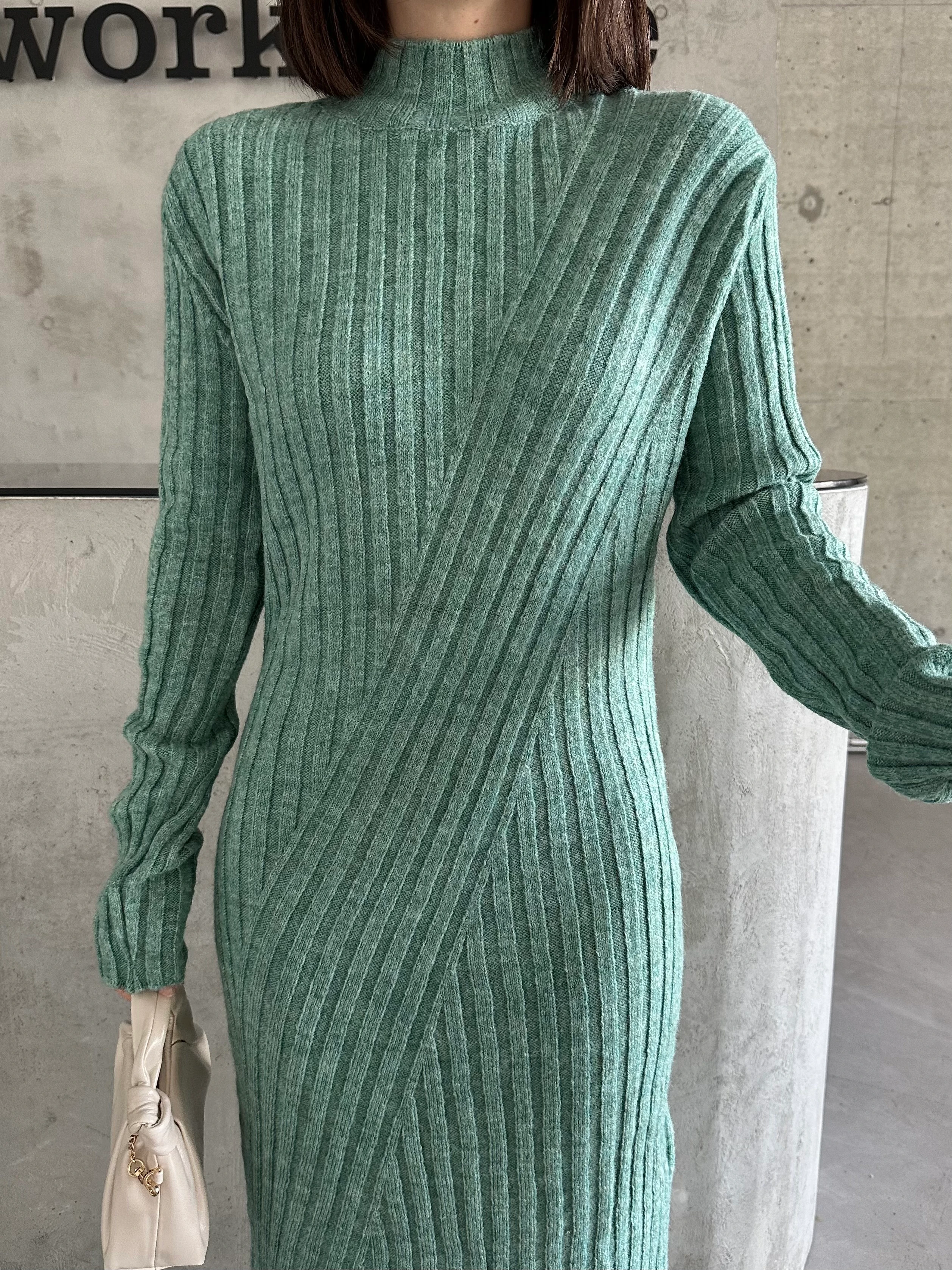 ŞARDONLU ÇİFT DESEN ELBİSE - Mint