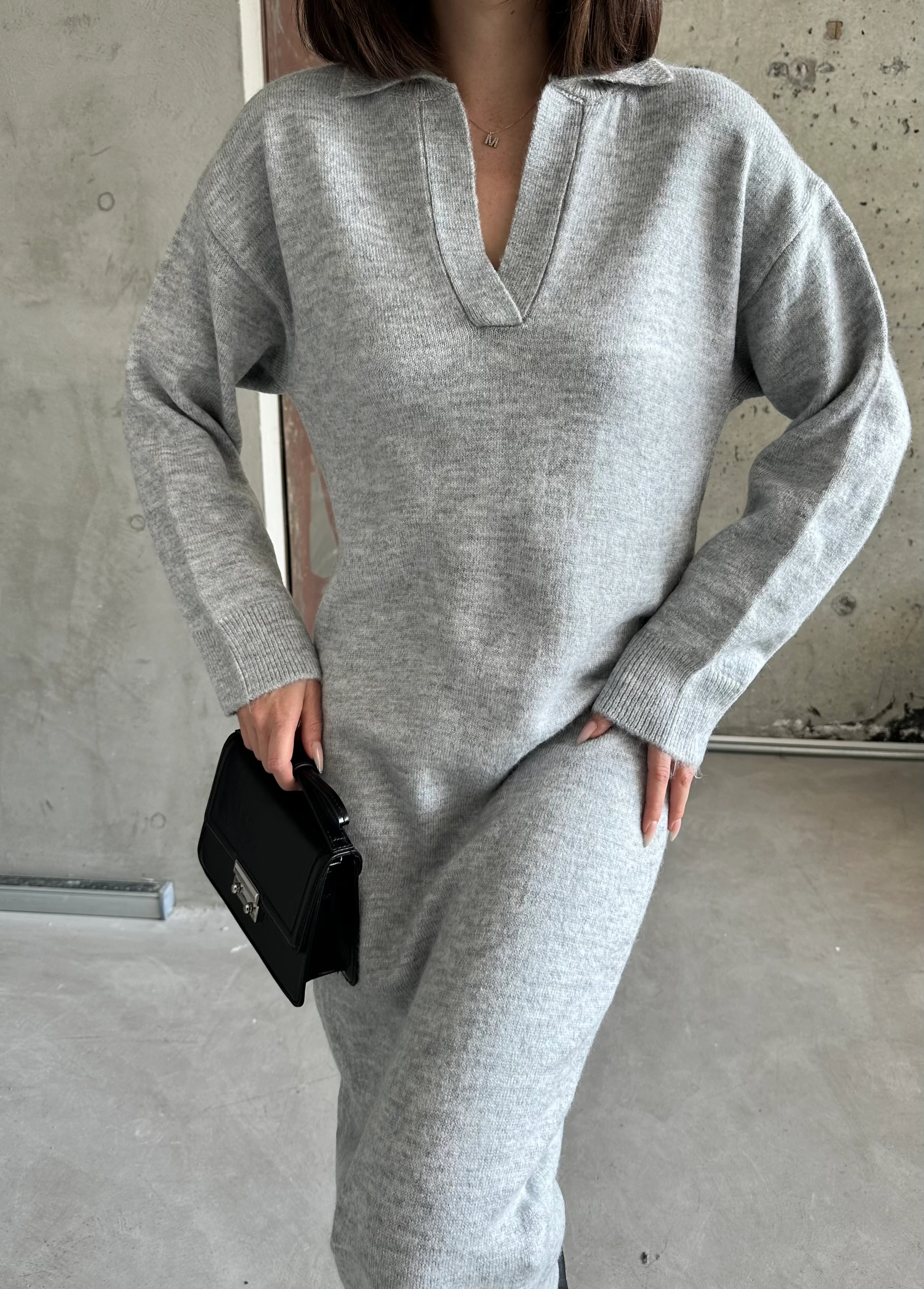 POLO YAKA ŞARDONLU ELBİSE