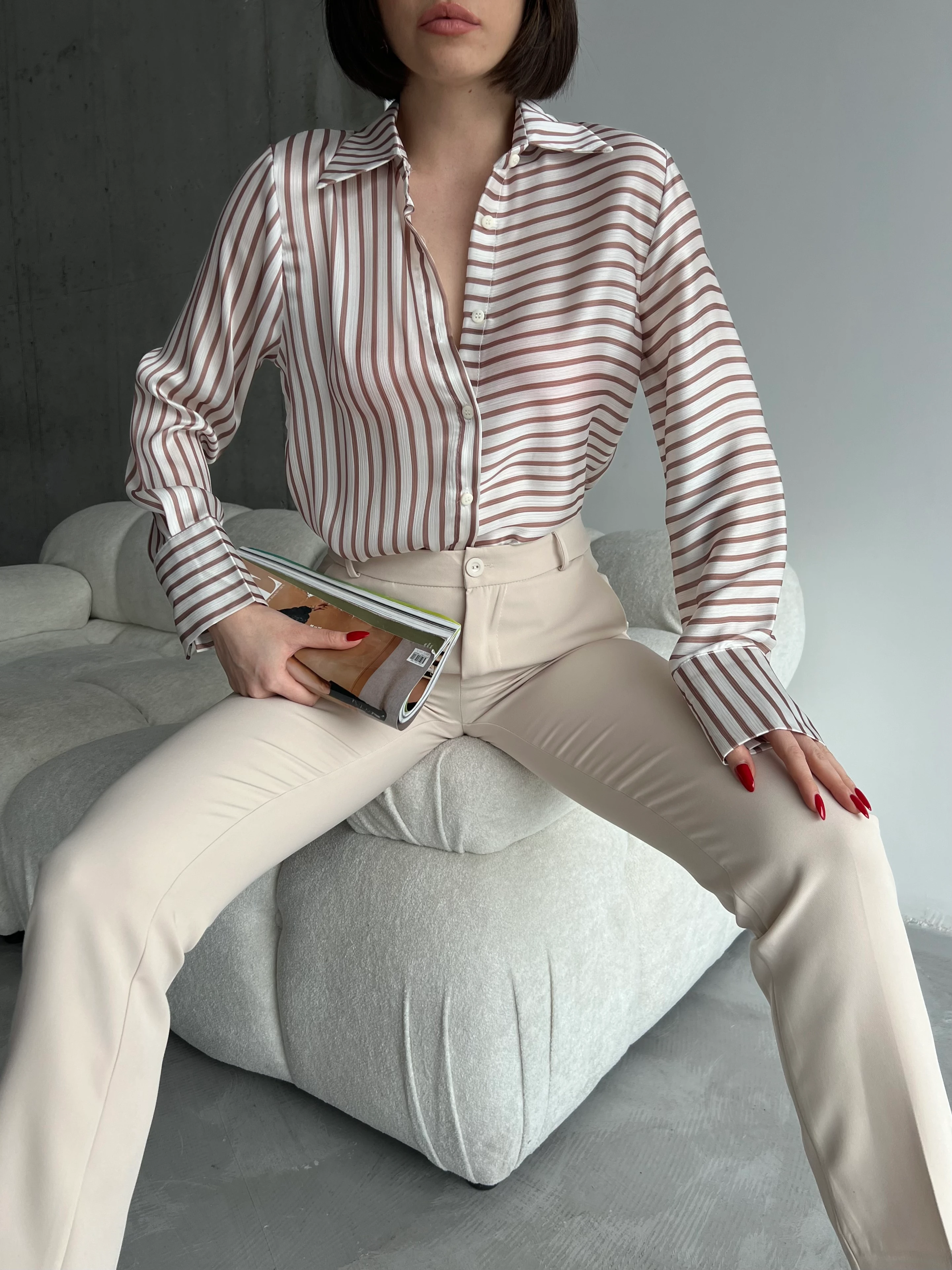 ÇİZGİLİ YORYO SATEN GÖMLEK