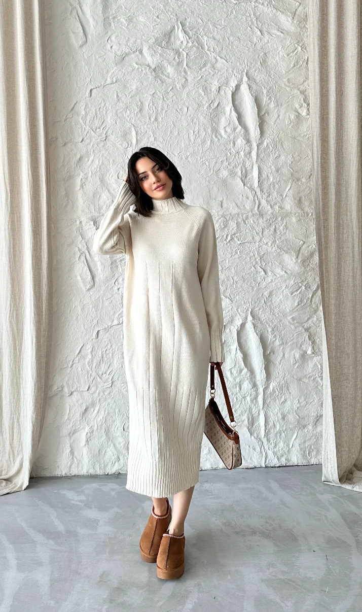 KARMA FİTİL TUNİK - Krem