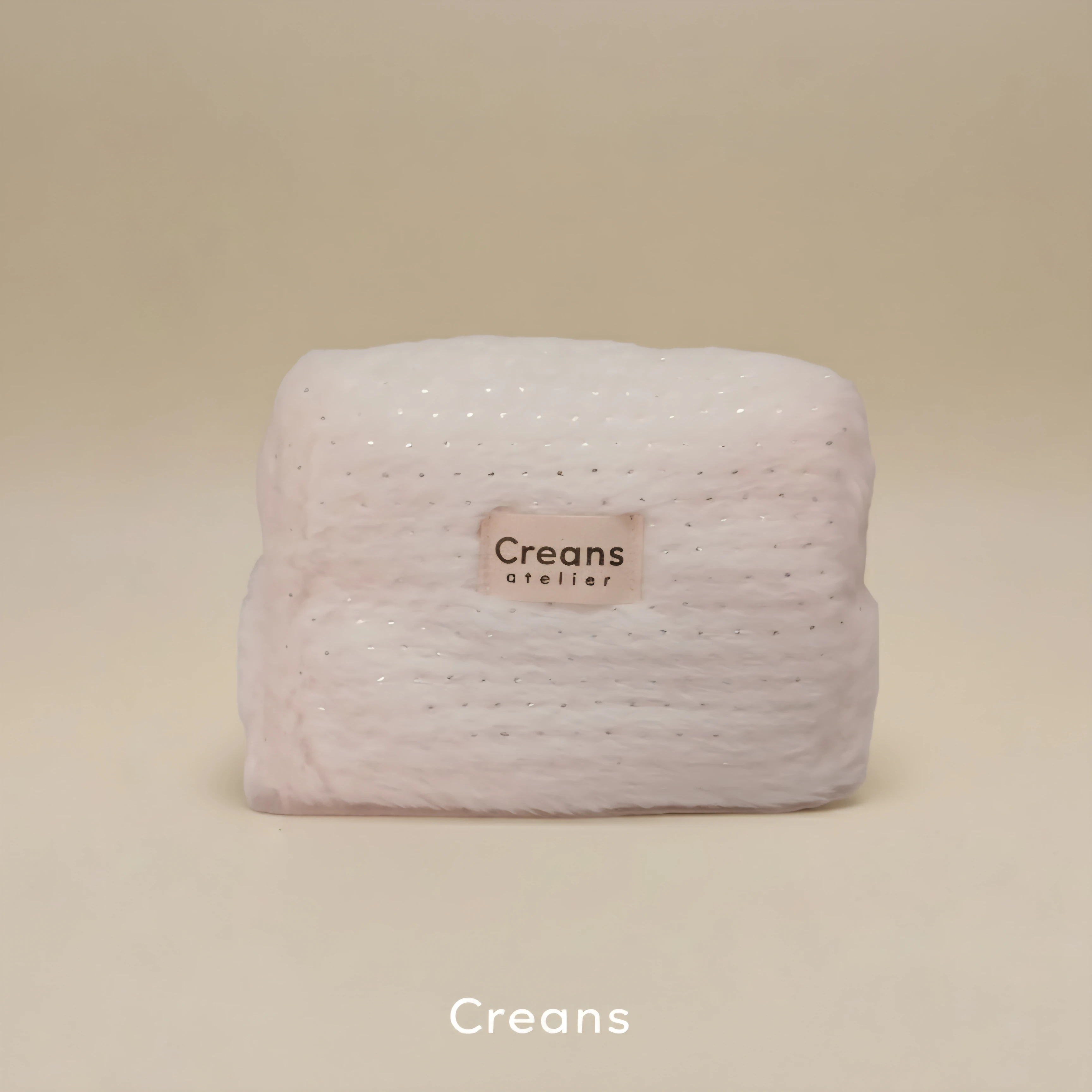 Yumuşak tüylü ışıltı desenli makyaj çantası