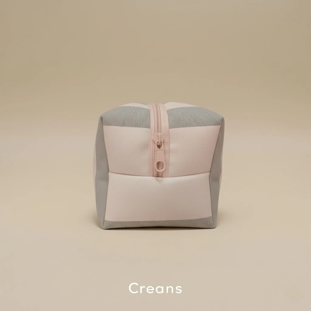 Pastel renkli çizgi desenli makyaj çantası