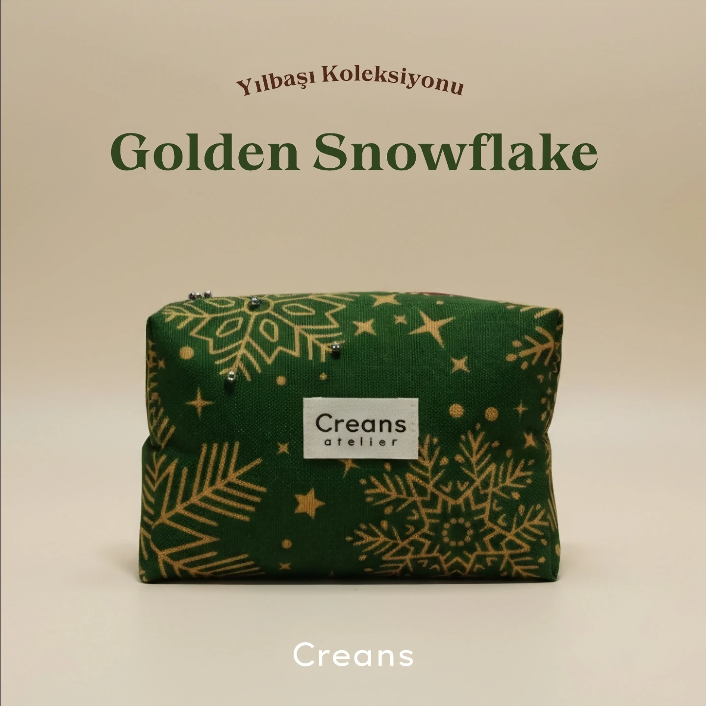 Yılbaşı desenli çok amaçlı çanta Golden Snowflake 