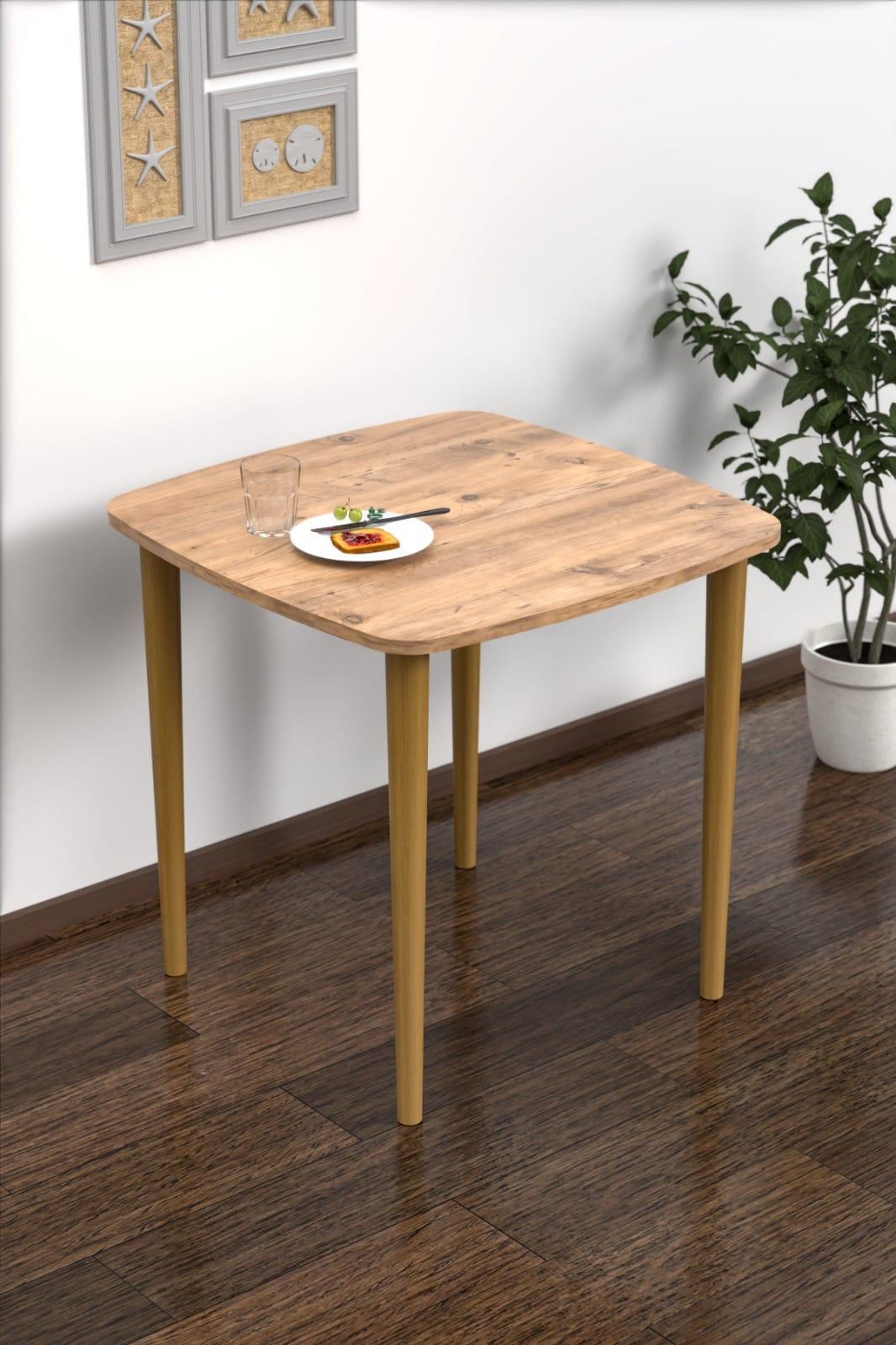 60x60 Cm Çalışma Bilgisayar Ofis Ders Yemek Masası Istanbul Desenli Metal Aparat 72 Cm Ahşap Ayaklı