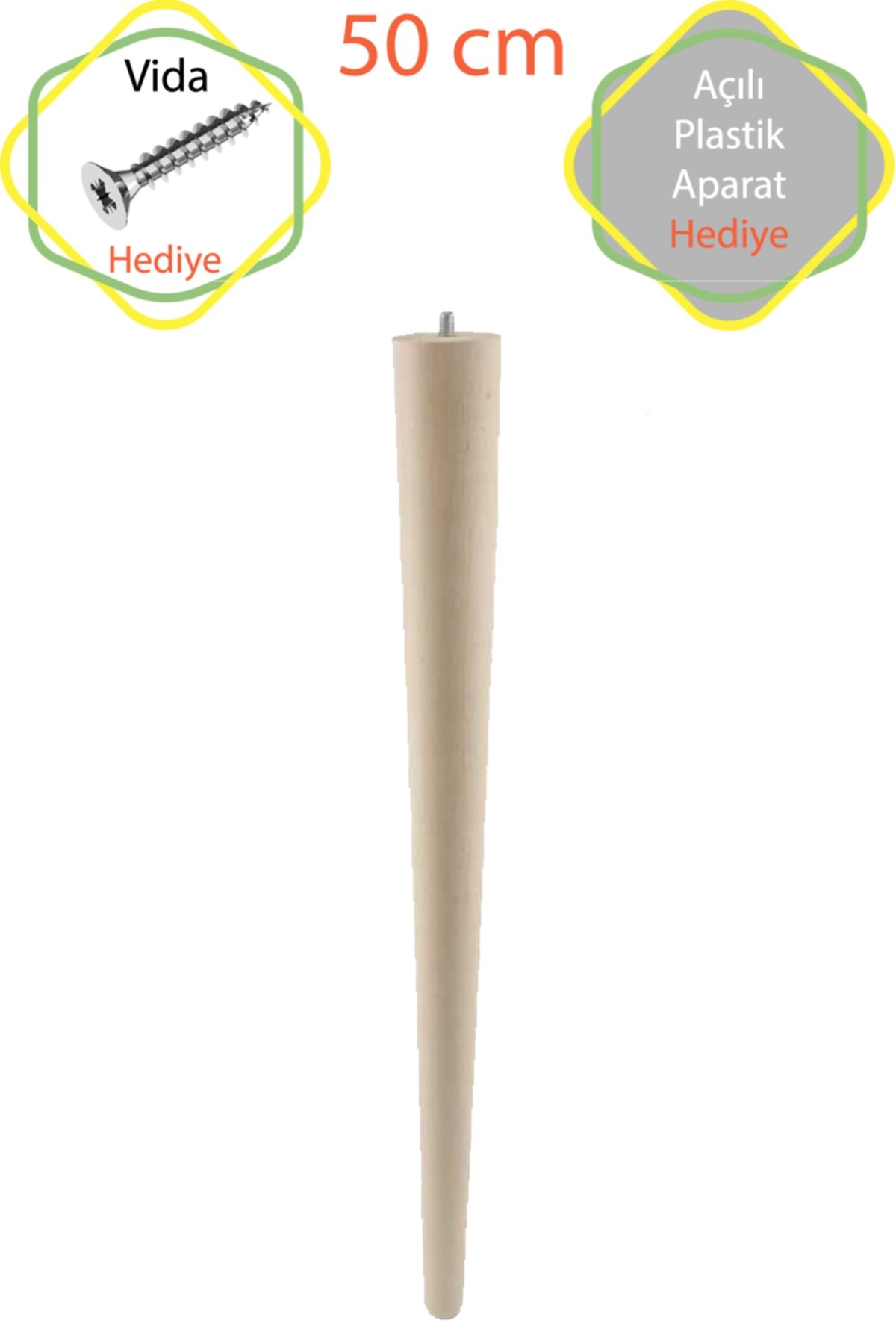 Ahşap Ham Ayak 50 Cm 3'lü Set Kütük Masa Orta Sehpa Zigon Ayağı
