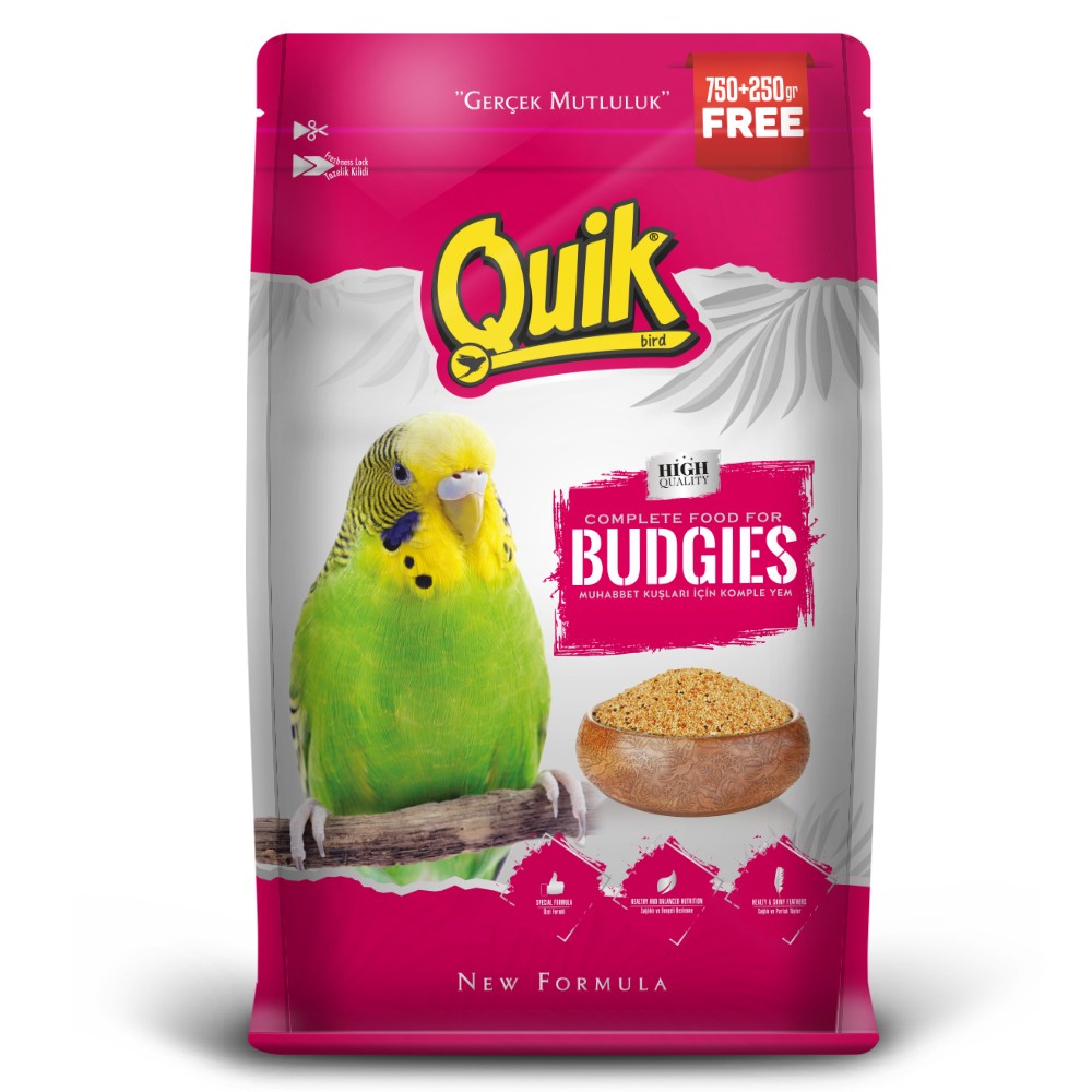 Quik Budgies Muhabbet Kuşları için Komple Yem