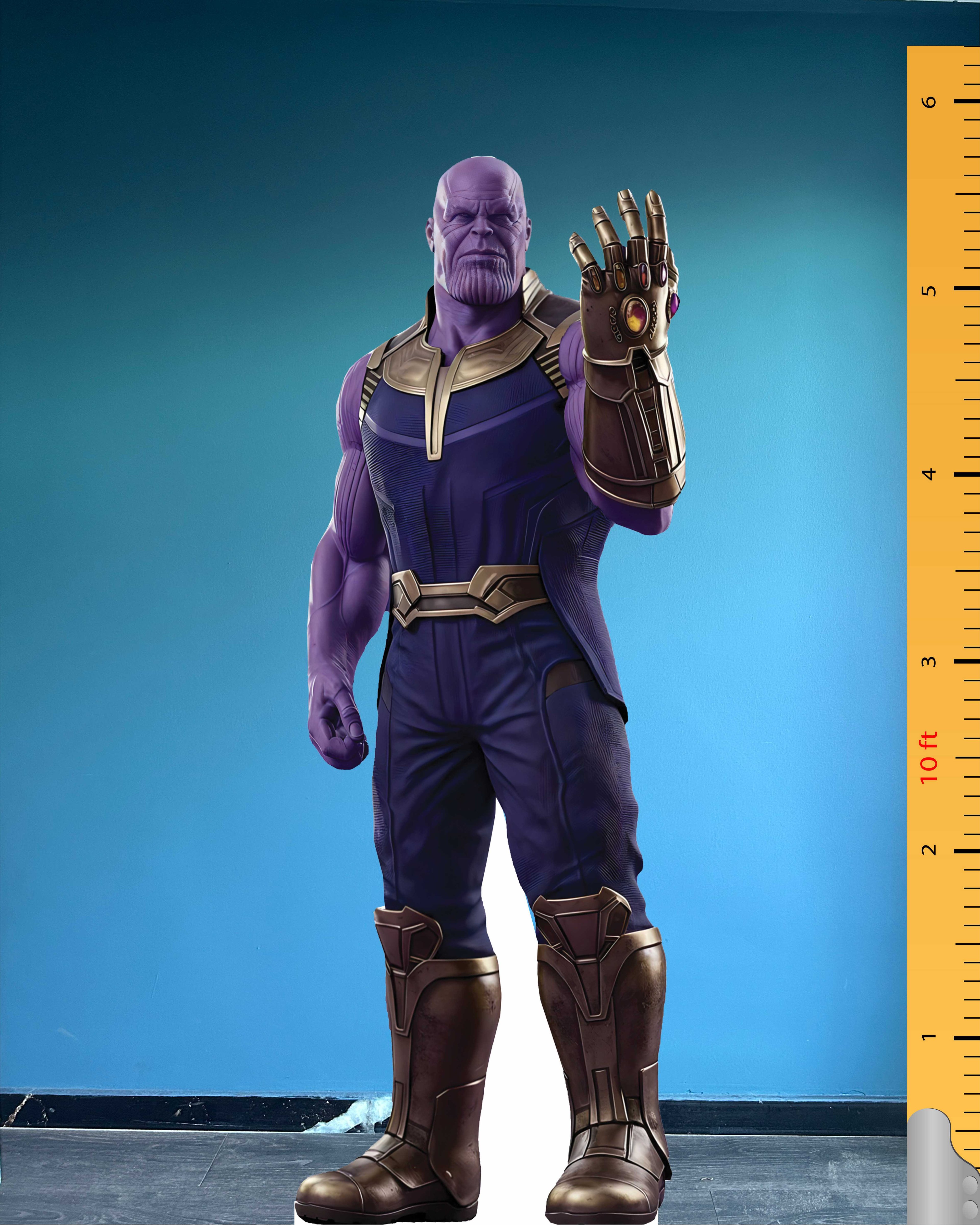 Tekturowy model Thanosa, figurka fikcyjna Marvela, plastikowa podstawka