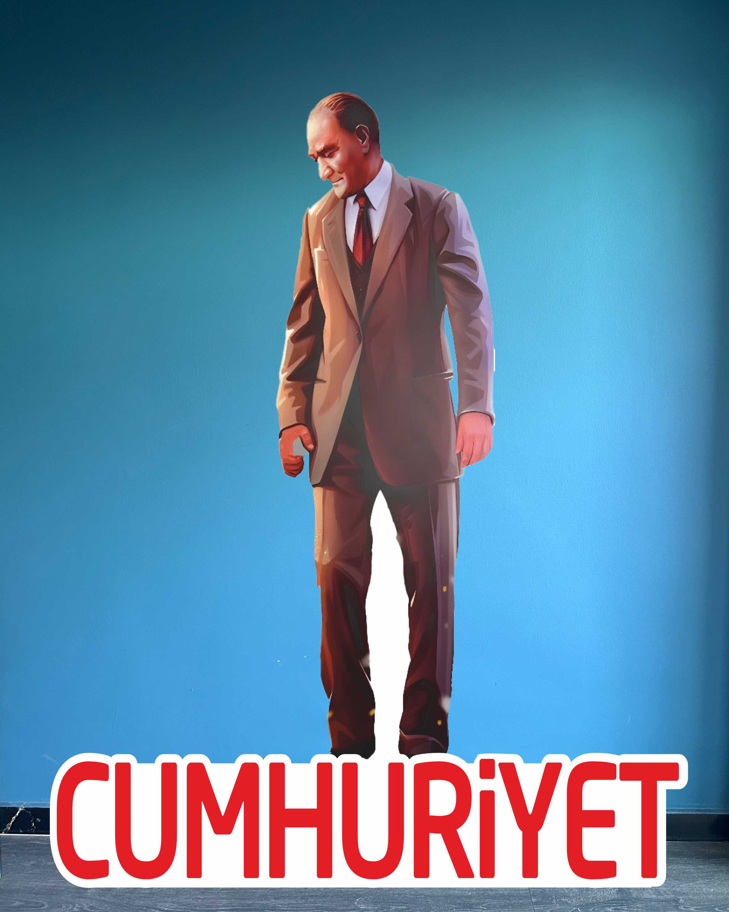 Atatürk Maketi ve Cumhuriyet Yazısı Dekor Kutlama Maketi Ayaklı Figür Cumhuriyet Kutlama Maketi