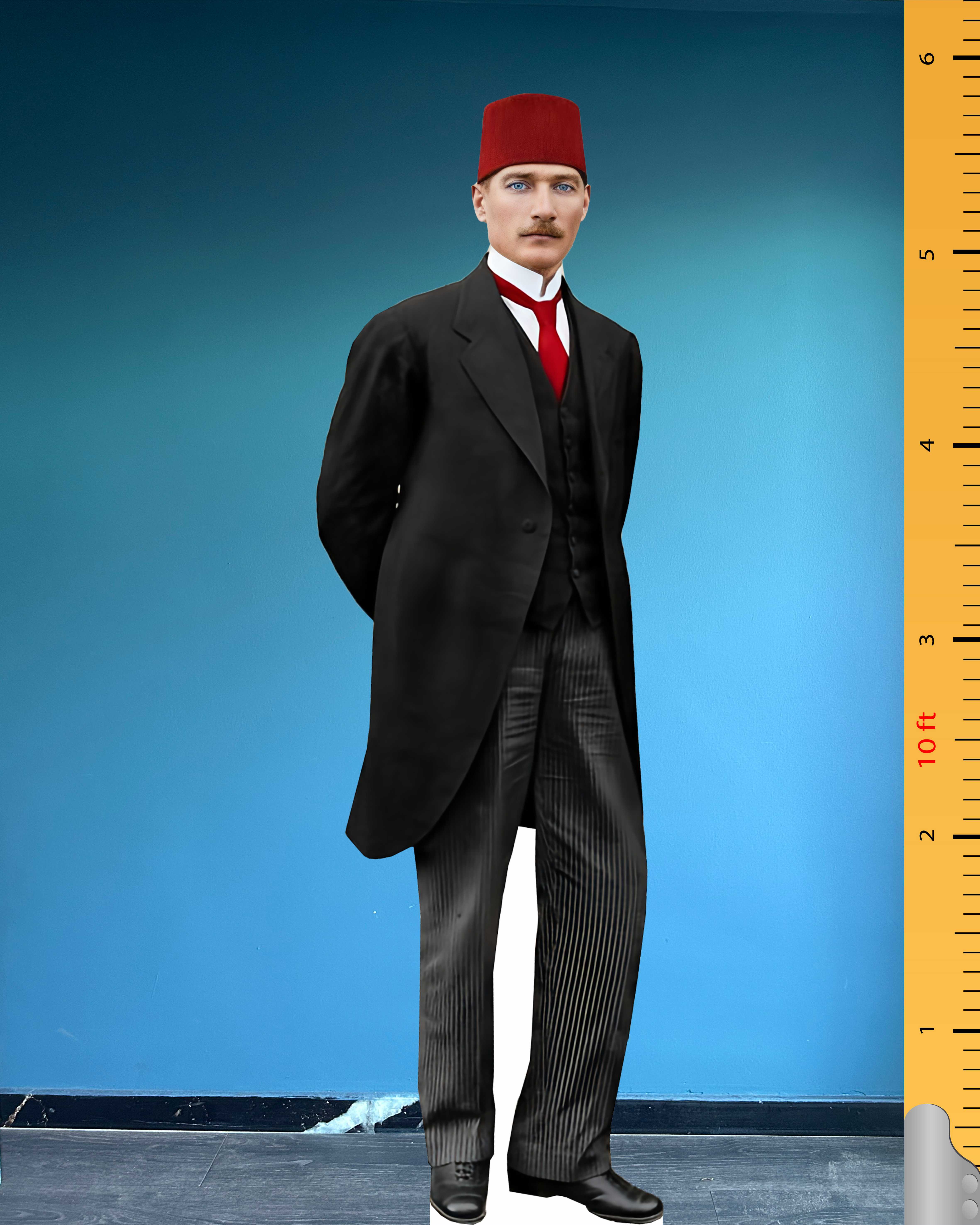 Fesli Mustafa Kemal Atatürk Maketi Fesli Model Ayaklı Figür Tam Boy Maket 