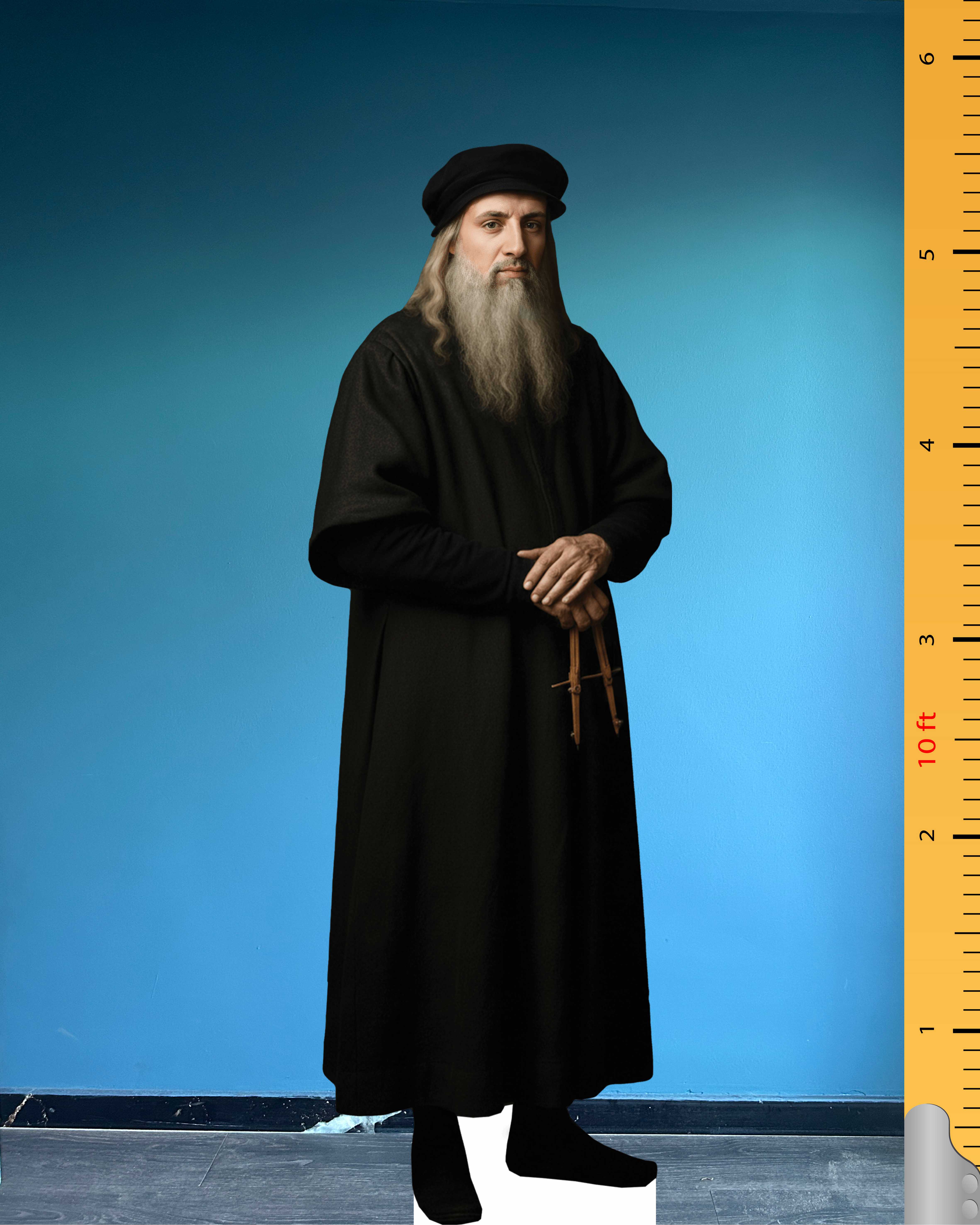 🎨 Leonardo da Vinci Life-Size Cardboard Cutout – Italian Renaissance Painter & Inventor Standee for Educational & Cultural Displays