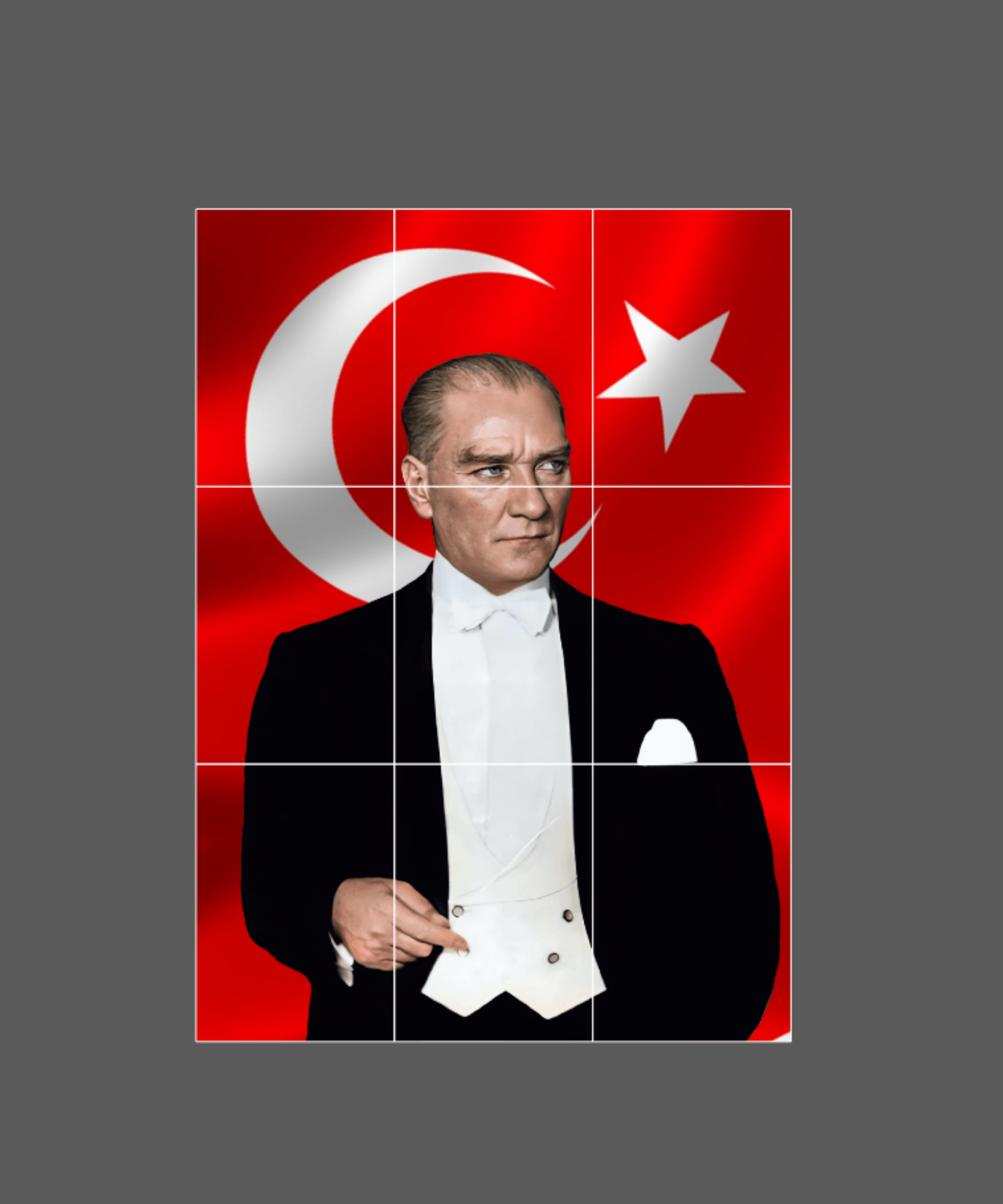 Atatürk Portresi Büyük Boy Etkinlik Puzzle 9 Parça Fotoblok Pano Etkinlik Kutlama Anma Pano